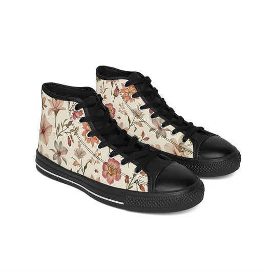 Floral High-Top Sneakers | Stylish Footwear for Trendsetters, Comfortable Casual Shoes, Unique Gifts for Her, Vintage-Inspired [...]