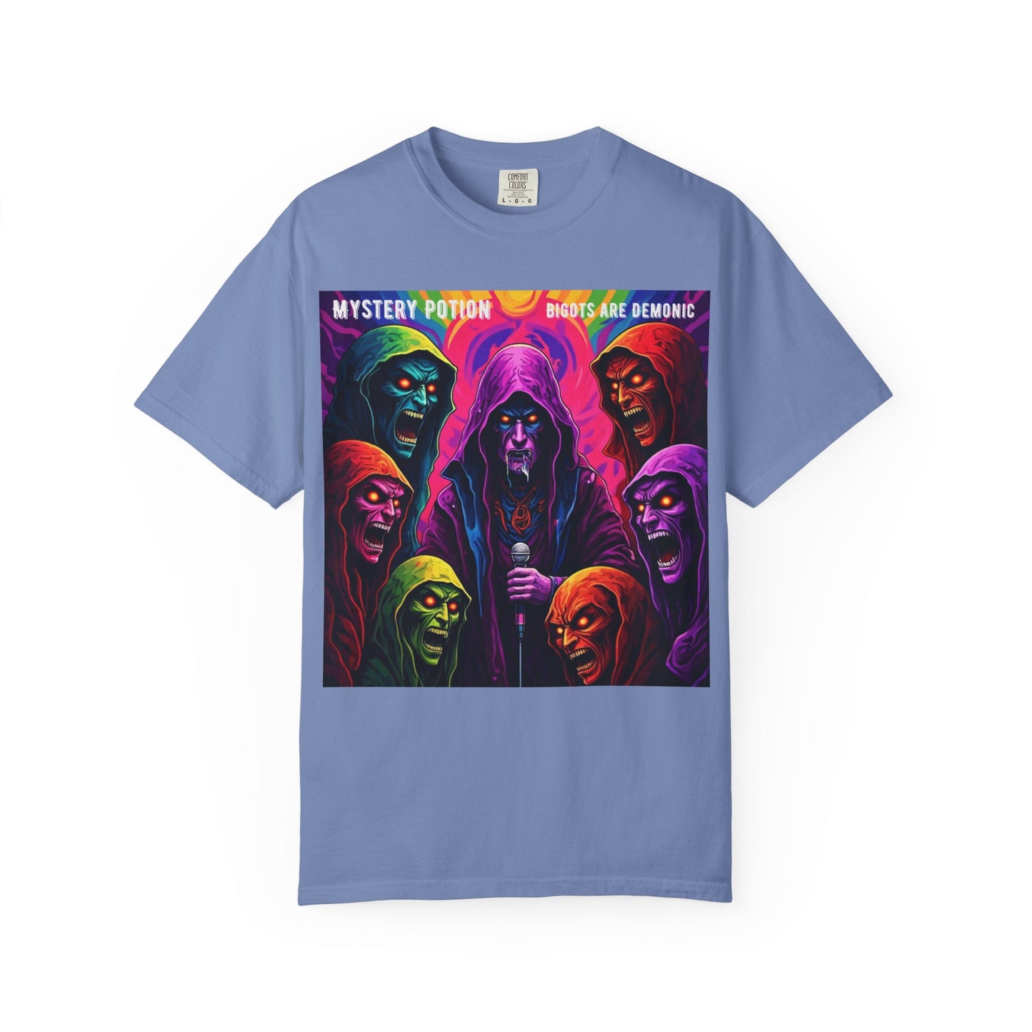 Mystery Potion Graphic Tee | Unisex Halloween T-shirt, Spooky Gift, "Bigots Are Demonic" Graphic Shirt, Witchy Apparel, Unique Casual Wear