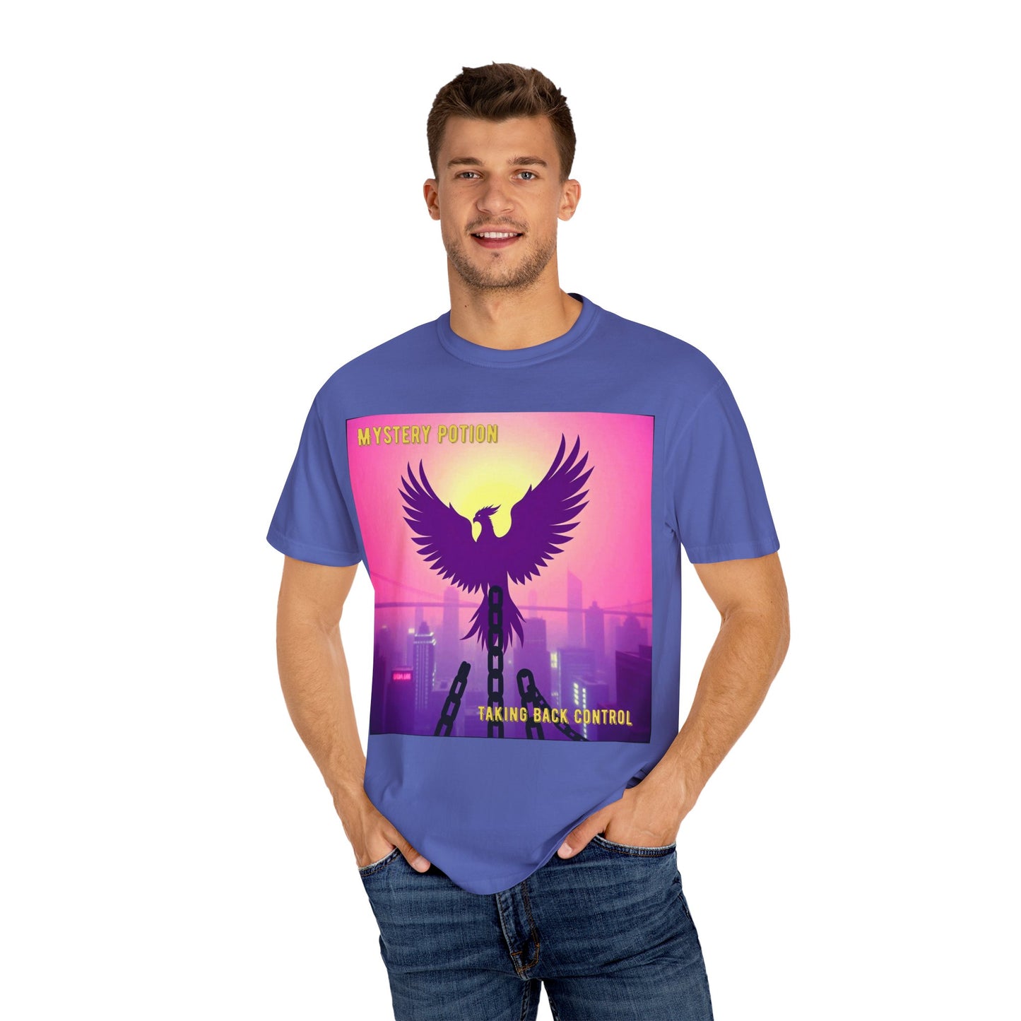 'Taking Back Control' by Mystery Potion, Phoenix Rising, Breaking Chains Unisex T-Shirt - Taking Back Control, Graphic Tee for Casual Wear, Perfect for Festivals, Gifts, and Everyday Style