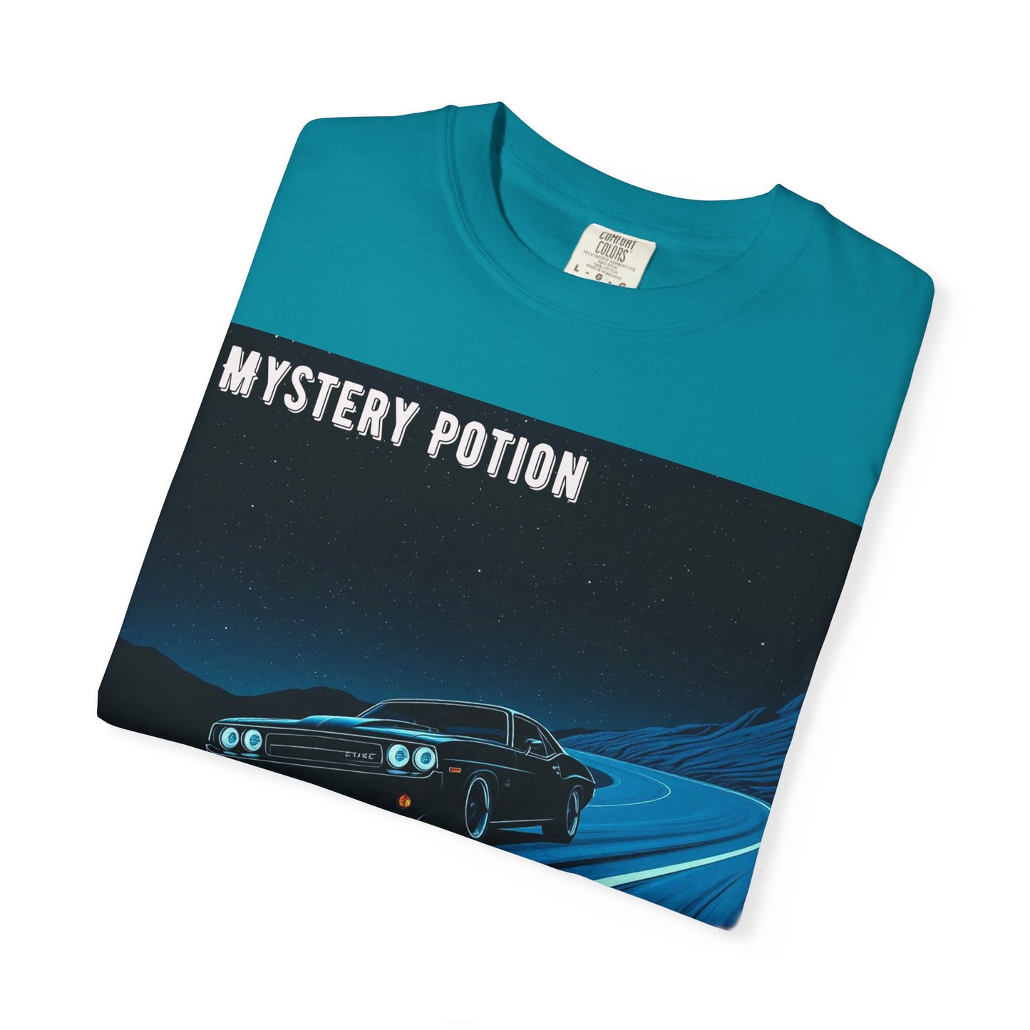Mystery Potion Muscle Car T-Shirt | Unisex Garment-Dyed Tee, Vintage Car Lover Gift, Perfect for Car Shows, Birthday Gift, Casual Wear
