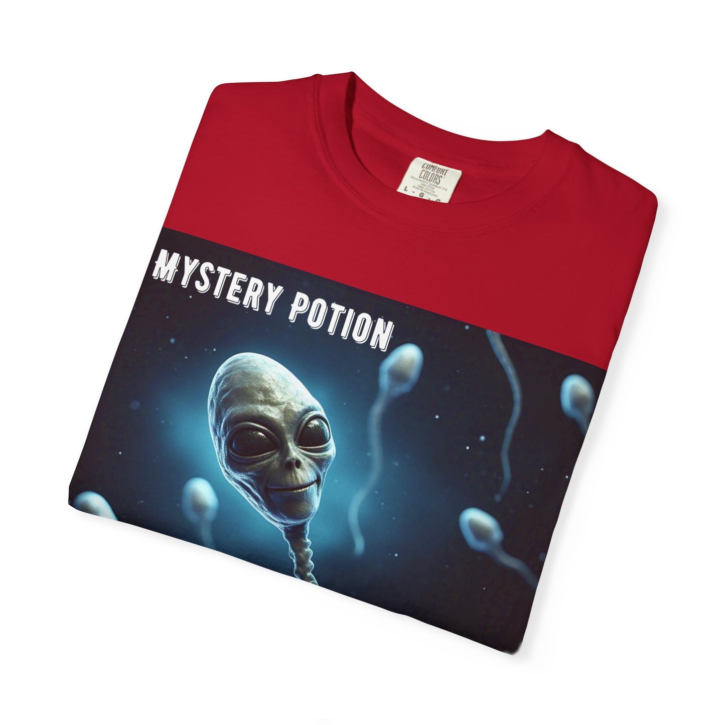 'One Good Day All Answers Will Come To Us' by Mystery Potion, Alien Sperm Tee, Unisex Graphic T-Shirt, Fun Gift for Space Lovers, Cool Casual Wear, Sci-Fi Fashion, Unique Statement Piece