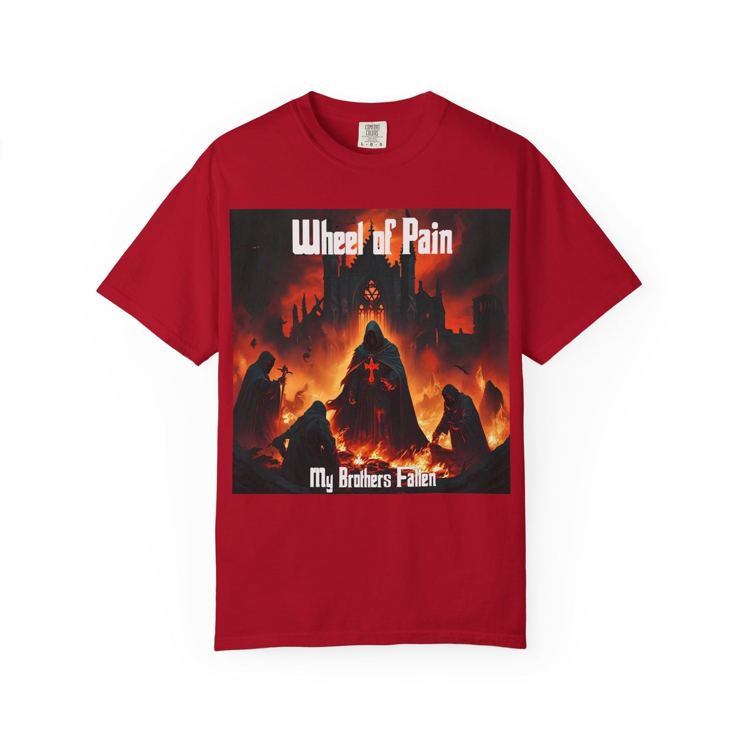 Wheel of Pain Gothic Templar Graphic T-Shirt, Unisex Tee for Fans, Cool Gift for Music Lovers, Halloween Shirt, Retro Vintage Style