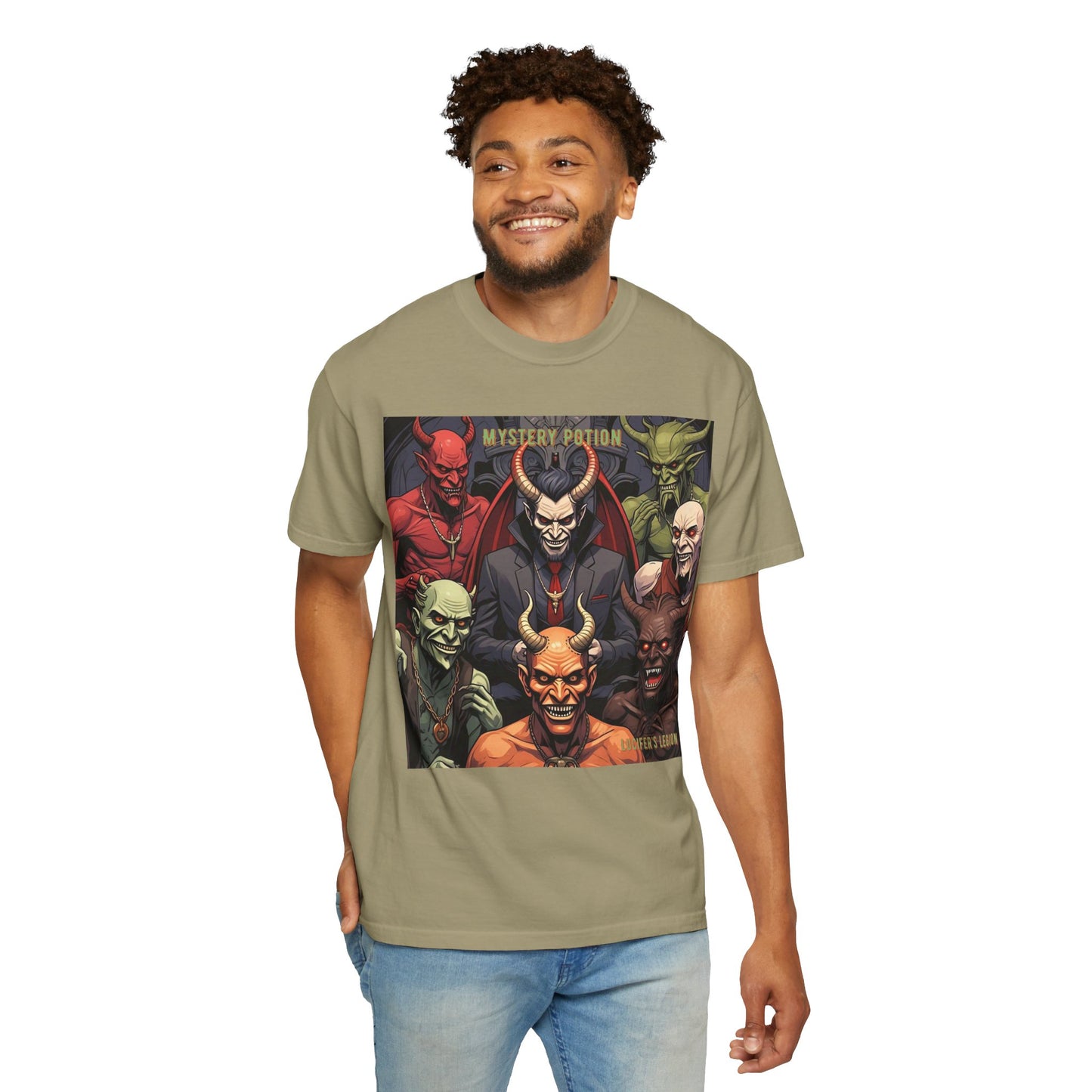 'Lucifer's Legion' by Mystery Potion, Unisex T-Shirt, Devil-Inspired Tee, Halloween Shirt, Comic Book Merch, Gift for Fans