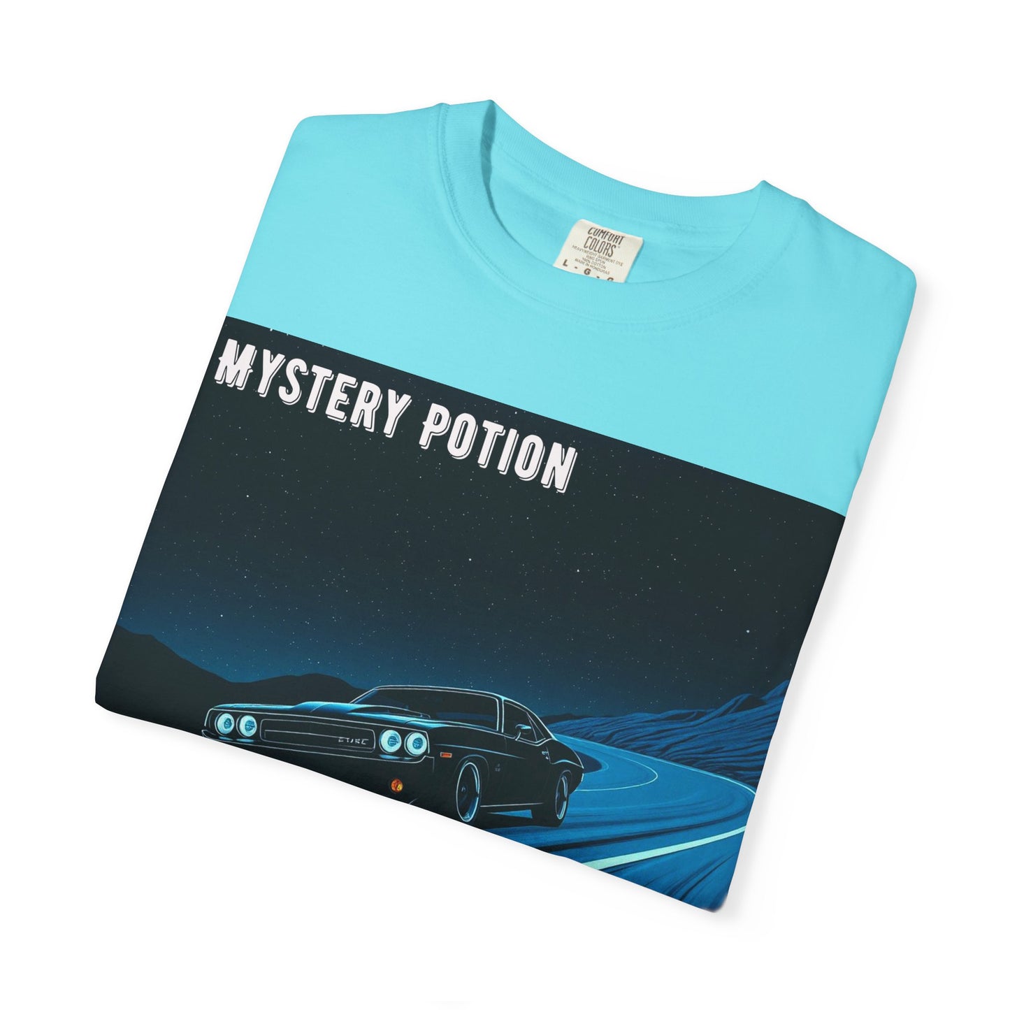 Mystery Potion Muscle Car T-Shirt | Unisex Garment-Dyed Tee, Vintage Car Lover Gift, Perfect for Car Shows, Birthday Gift, Casual Wear