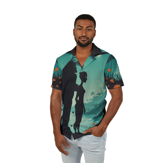 Men's Alien Bigfoot Hawaiian Camp Shirt, Retro Vacation Style, Perfect for Beach Parties, Summer BBQs, Men's Summer Wear, Unique Gift Idea
