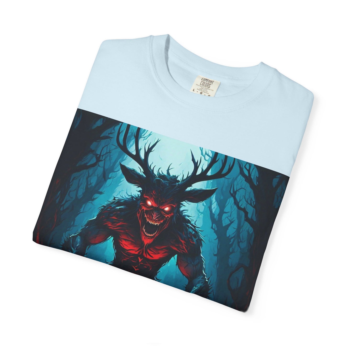 Mystical Wendigo T-Shirt, Unisex Garment-Dyed Tee, Potion Mystère Shirt, Halloween Apparel, Unique Graphic Tee