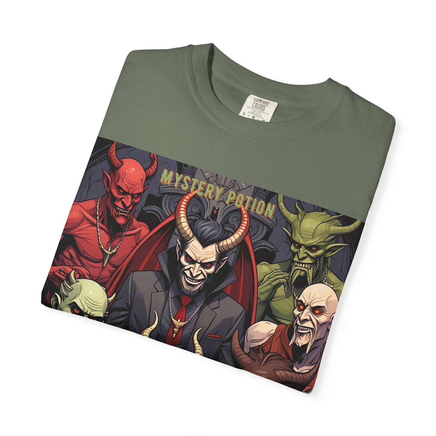 'Lucifer's Legion' by Mystery Potion, Unisex T-Shirt, Devil-Inspired Tee, Halloween Shirt, Comic Book Merch, Gift for Fans