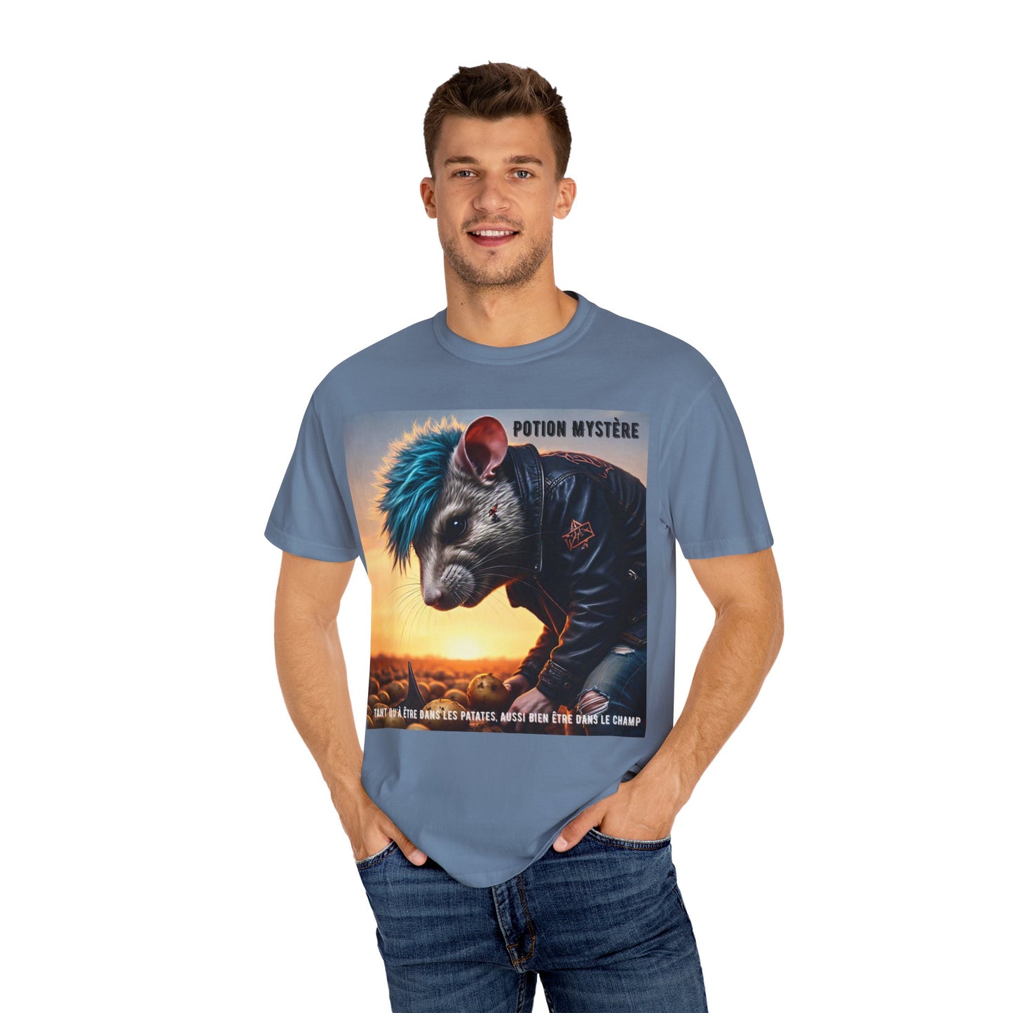 Mystical Punk Rat Toiling The Field Graphic T-Shirt | Unisex, Art Tee, Unique Animal Print, Gift for Animal Lovers, Casual Wear