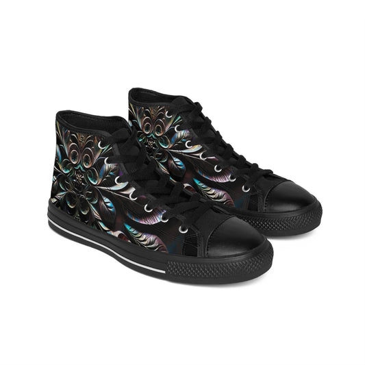 Women's Classic Sneakers with Unique Alien Floral Design | Stylish High Top Sneakers, Custom Footwear, Trendy Athletic Shoes, Fashion Sneakers