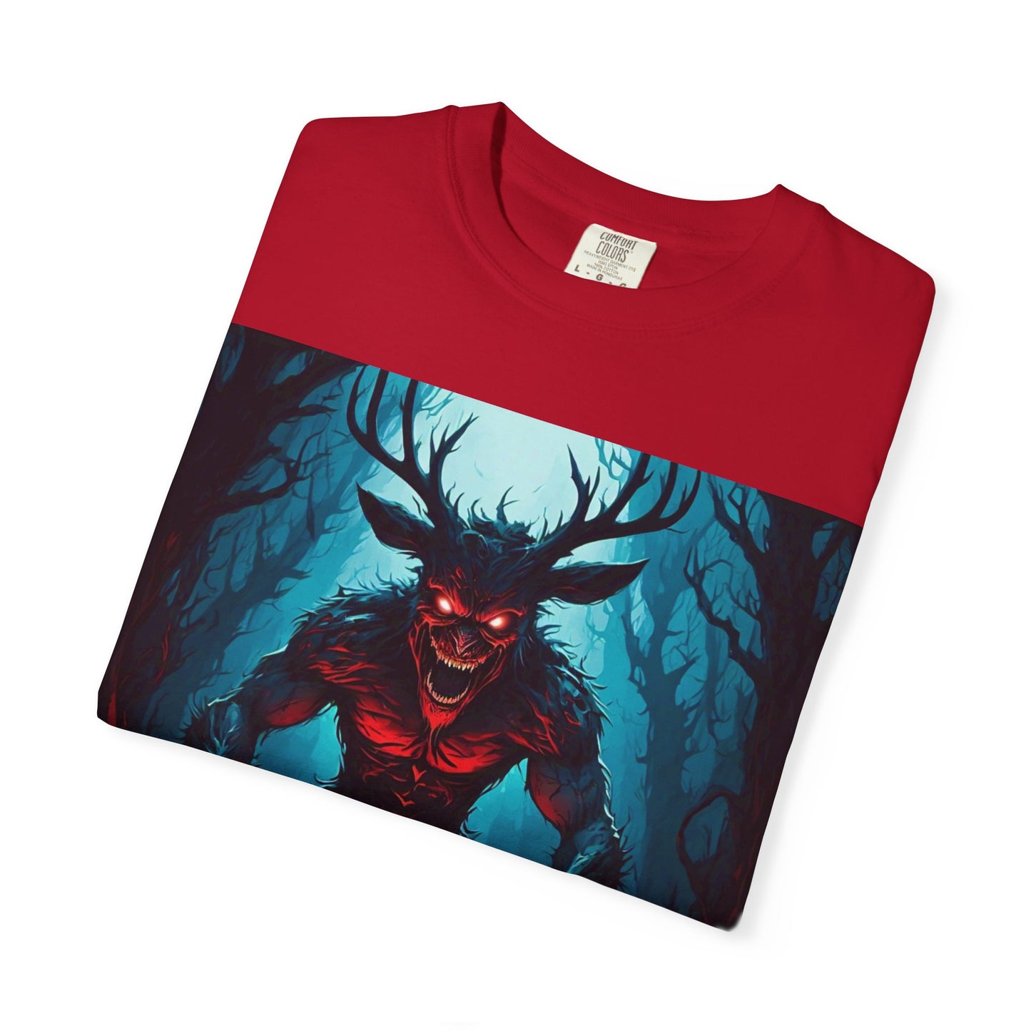 Mystical Wendigo T-Shirt, Unisex Garment-Dyed Tee, Potion Mystère Shirt, Halloween Apparel, Unique Graphic Tee