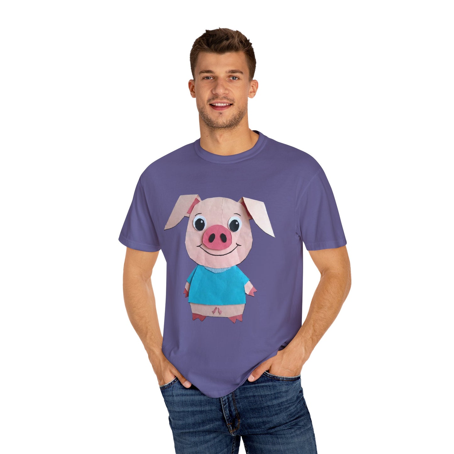 Cute Pig Character T-Shirt, Animal Lover Gift, Funny Graphic Tee, Casual Wear, Farm Themed Shirt