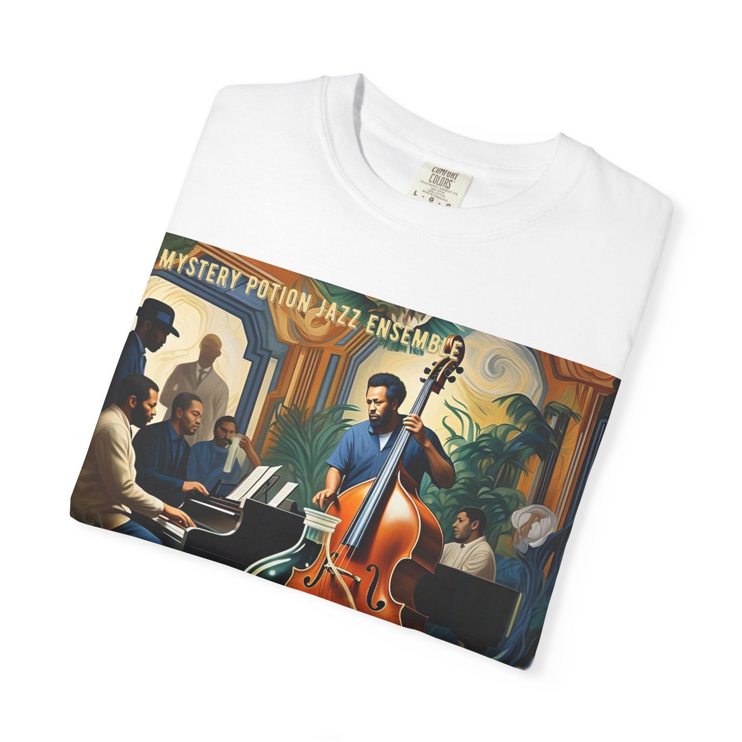 Mystery Potion Jazz Ensemble T-shirt | Unisex Music Lover Tee, Gift for Jazz Fans, Vintage Style Shirt, Casual Wear, Unique Music Apparel