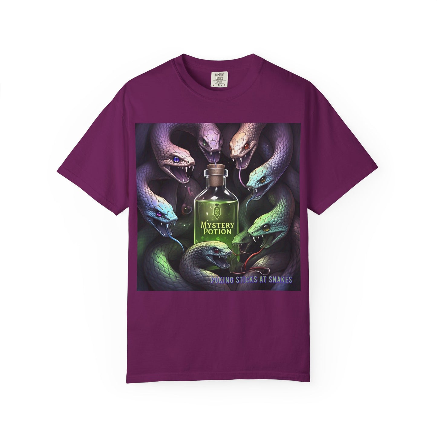 'Poking Sticks At Snakes' by Mystery Potion, Unisex T-shirt | Snakes Design | Perfect for Halloween, Gifts, Cozy Wear, Unique Apparel, Vintage Vibe