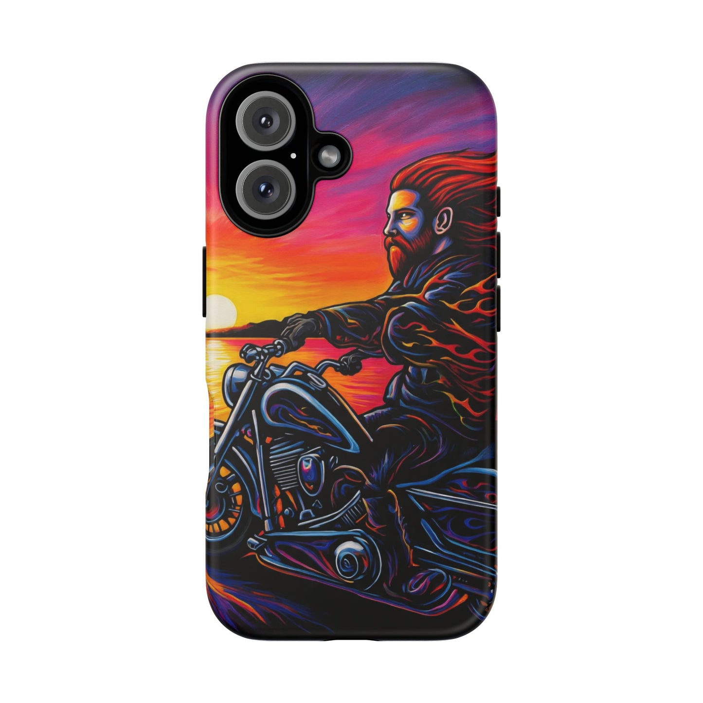 Motorcycle Phone Case, Tough Cases for Riders, Biker Accessories, Vibrant Phone Cover, Sunset Motorcycle Design