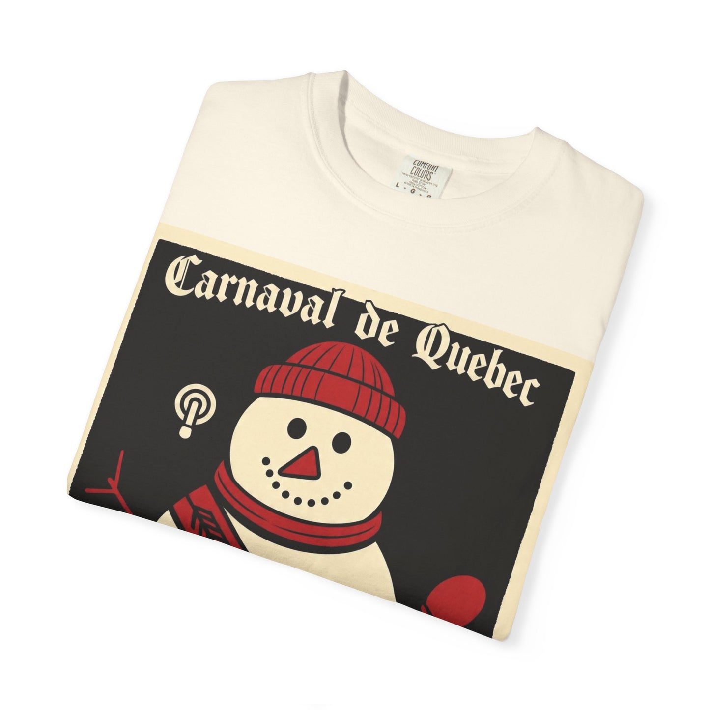 Quebec Carnaval Vintage Snowman Biker Lore Rocker T-Shirt, Cozy Winter Apparel, Unisex Snowman Graphic Tee, Festive Celebration Shirt, Winter Holiday Gift