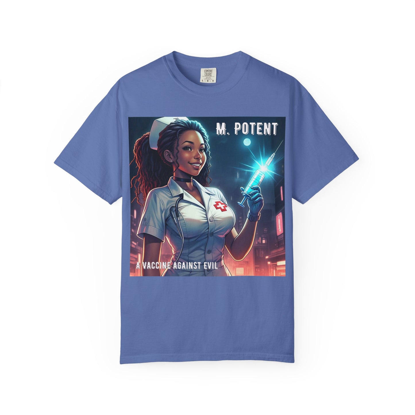 M. Potent's 'A Vaccine Against Evil', Medicine-Themed Unisex T-Shirt, Positive Vibes, Great for Nurses, Vaccination Awareness, Gift for Healthcare Workers