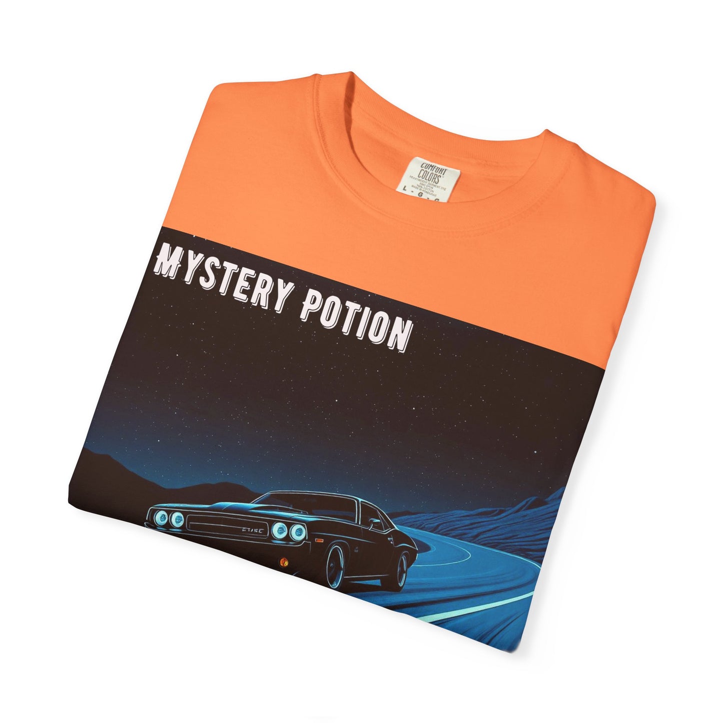Mystery Potion Muscle Car T-Shirt | Unisex Garment-Dyed Tee, Vintage Car Lover Gift, Perfect for Car Shows, Birthday Gift, Casual Wear
