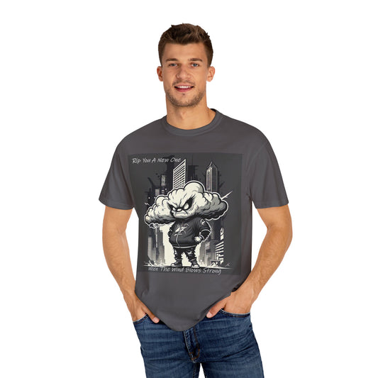 'When The Wind Blows Strong' by Rip You A New One, Urban Angry Cloud Graphic Tee, Cool Casual Wear, Street Style Unisex Shirt, Perfect Gift for Comics Lovers, Everyday Comfort