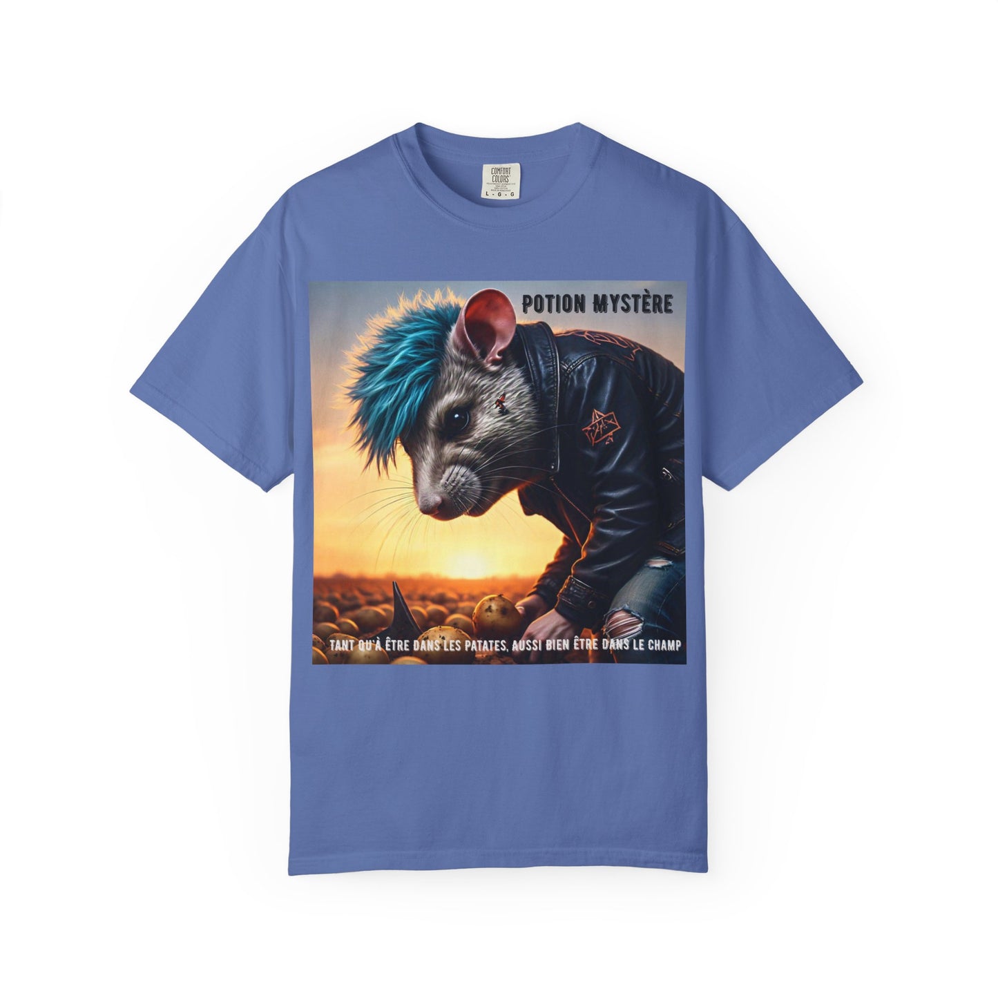 Mystical Punk Rat Toiling The Field Graphic T-Shirt | Unisex, Art Tee, Unique Animal Print, Gift for Animal Lovers, Casual Wear