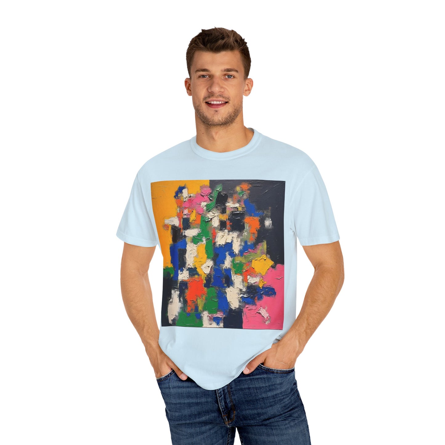 Vibrant Abstract Art Unisex T-Shirt, Colorful Graphic Tee, Casual Wear, Trendy Gift for Art Lovers, Perfect for Summer Festivals