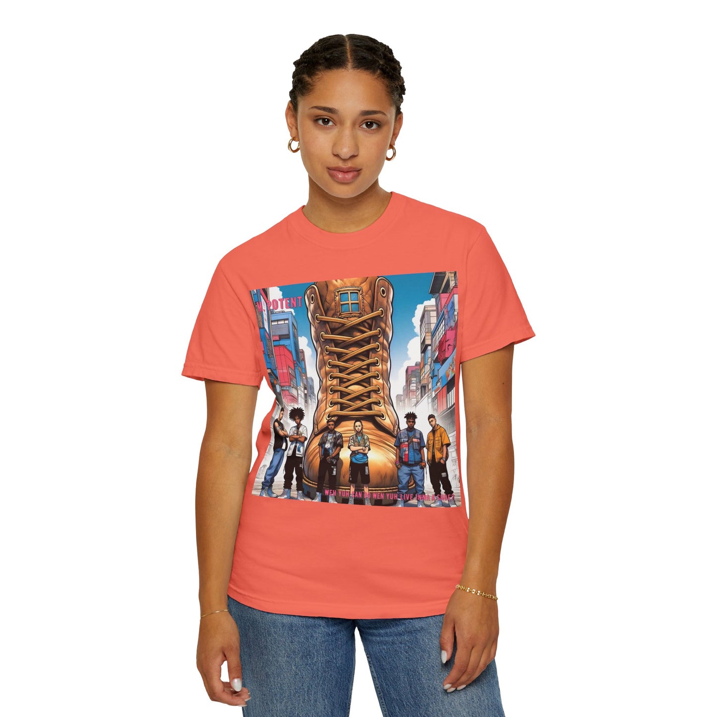 Urban-Inspired "What Can You Do When You Live In A Shoe?" Graphic Tee, Streetwear T-shirt, Casual Wear, Hip Hop Fashion, Birthday Gift, Unisex T-shirt with Bold Design
