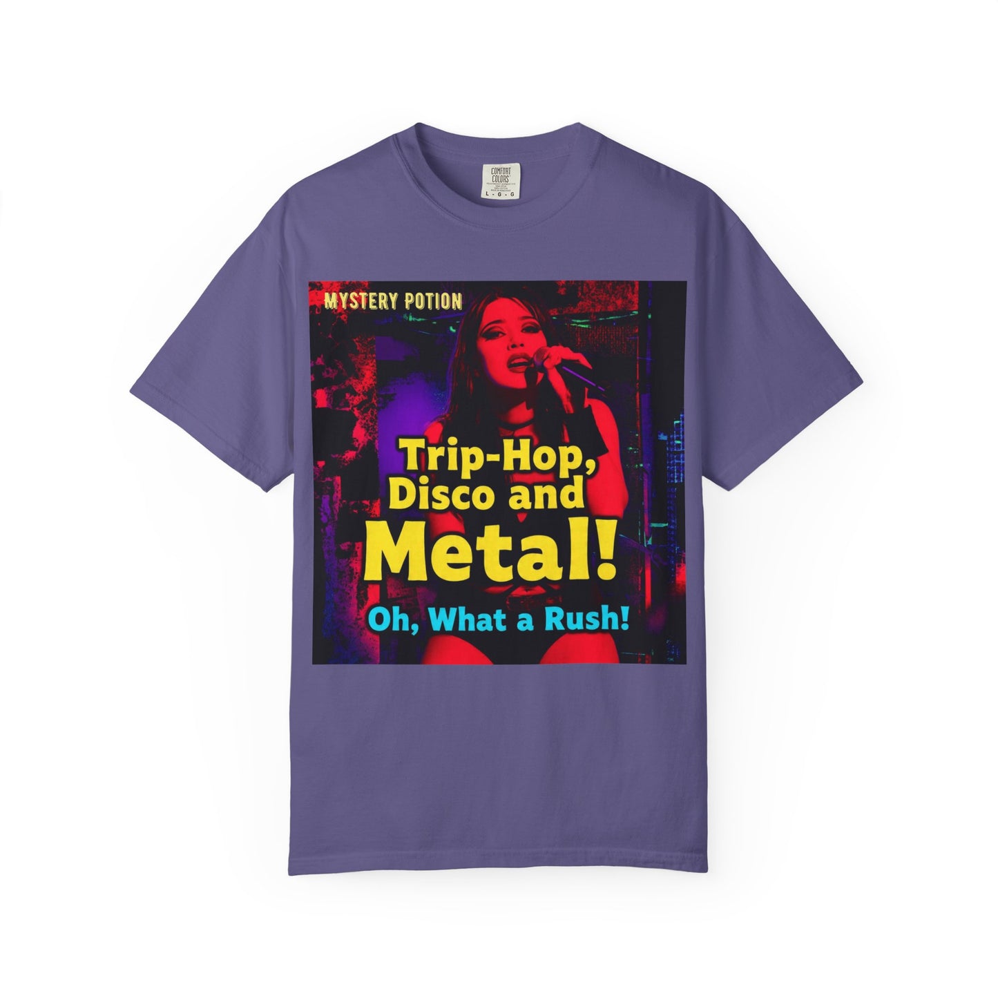 Trip Hop, Disco and Metal! Oh, What a Rush Vibrant Music-Themed Unisex T-shirt | Perfect Gift for Music Lovers, Concert Attendees, Band Merch, Festival Apparel, and Casual Wear