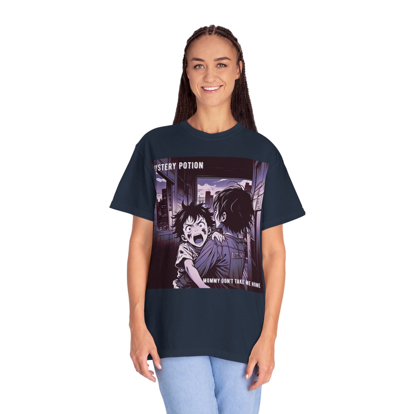 'Mommy Don't Take Me Home' by Mystery Potion, Unisex T-Shirt – Anime Graphic Tee, Casual Wear, Gift for Teens, Pop Culture Apparel, Unique Graphic Tee