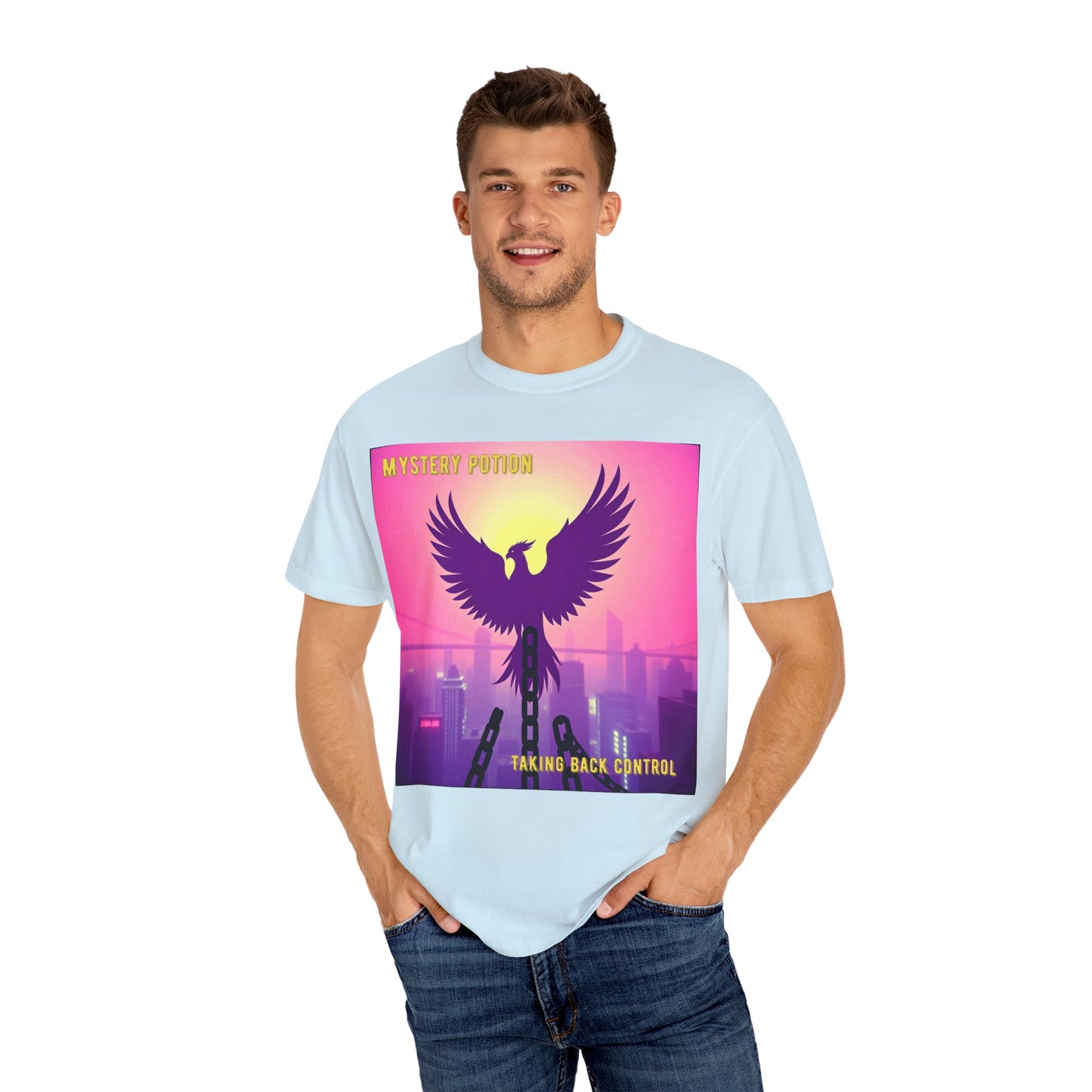 'Taking Back Control' by Mystery Potion, Phoenix Rising, Breaking Chains Unisex T-Shirt - Taking Back Control, Graphic Tee for Casual Wear, Perfect for Festivals, Gifts, and Everyday Style