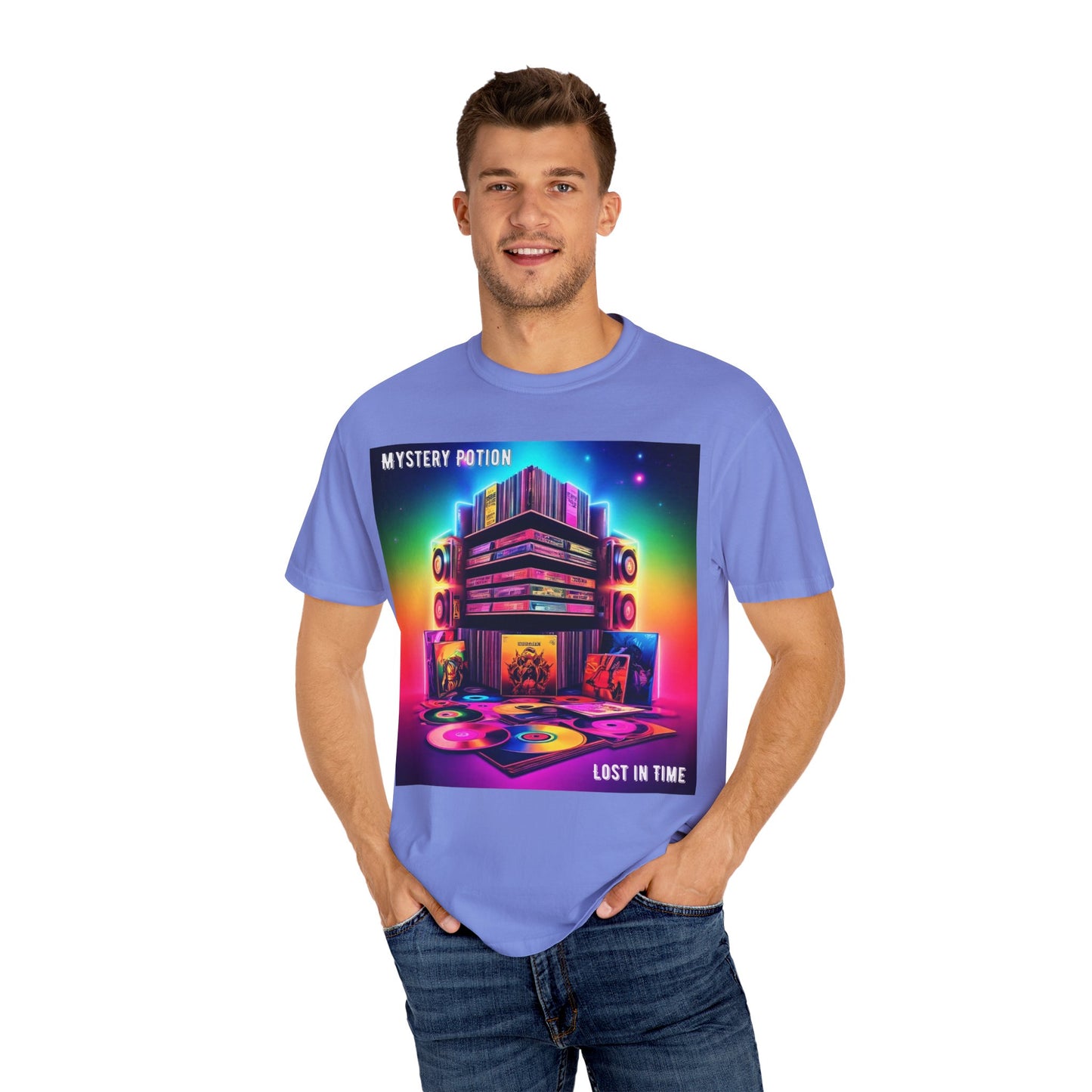 Lost In Time Vintage Vibe T-Shirt - Mystery Potion Graphic Tee, Unisex Casual Wear, Retro Music Lovers, Festival Apparel, Gift Idea