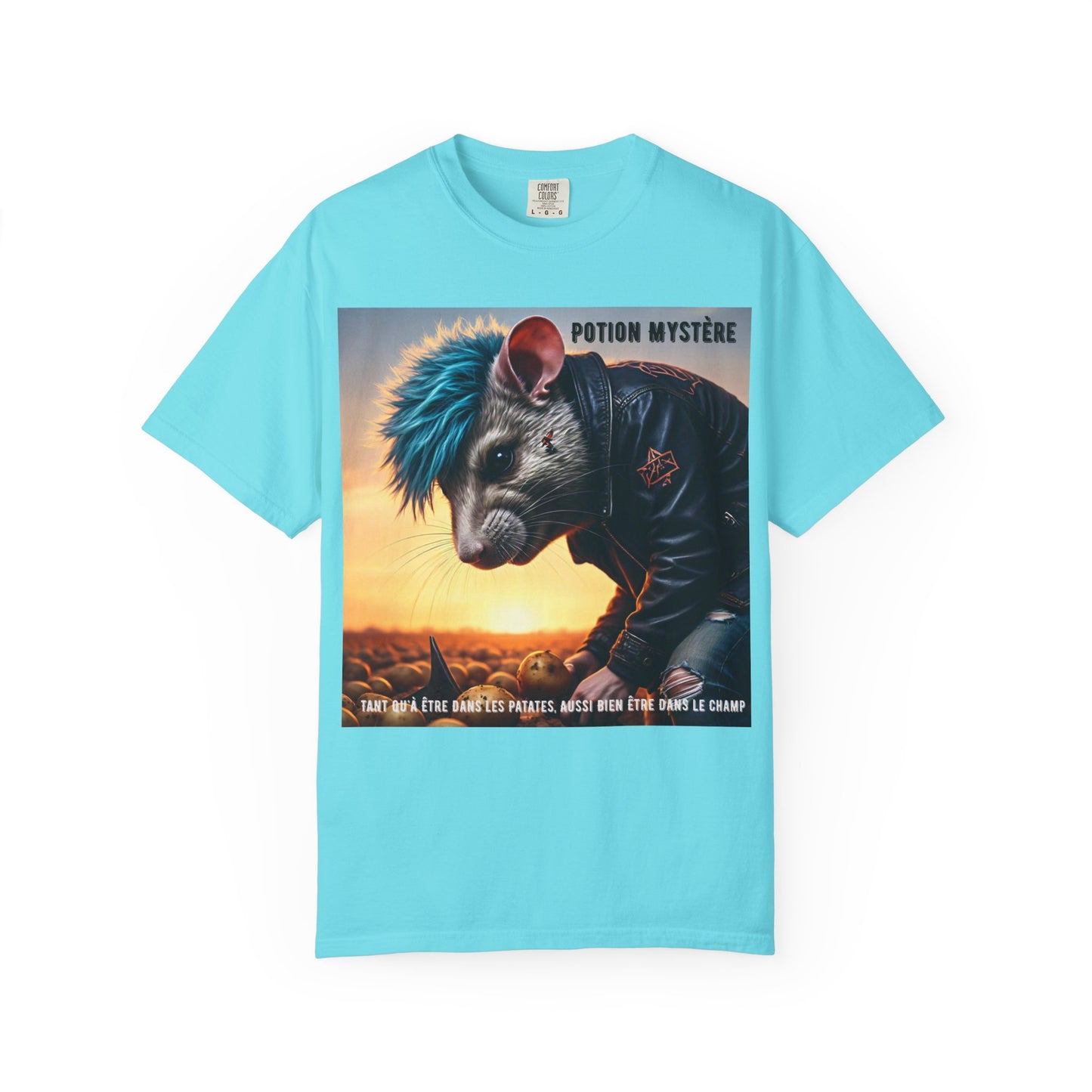 Mystical Punk Rat Toiling The Field Graphic T-Shirt | Unisex, Art Tee, Unique Animal Print, Gift for Animal Lovers, Casual Wear