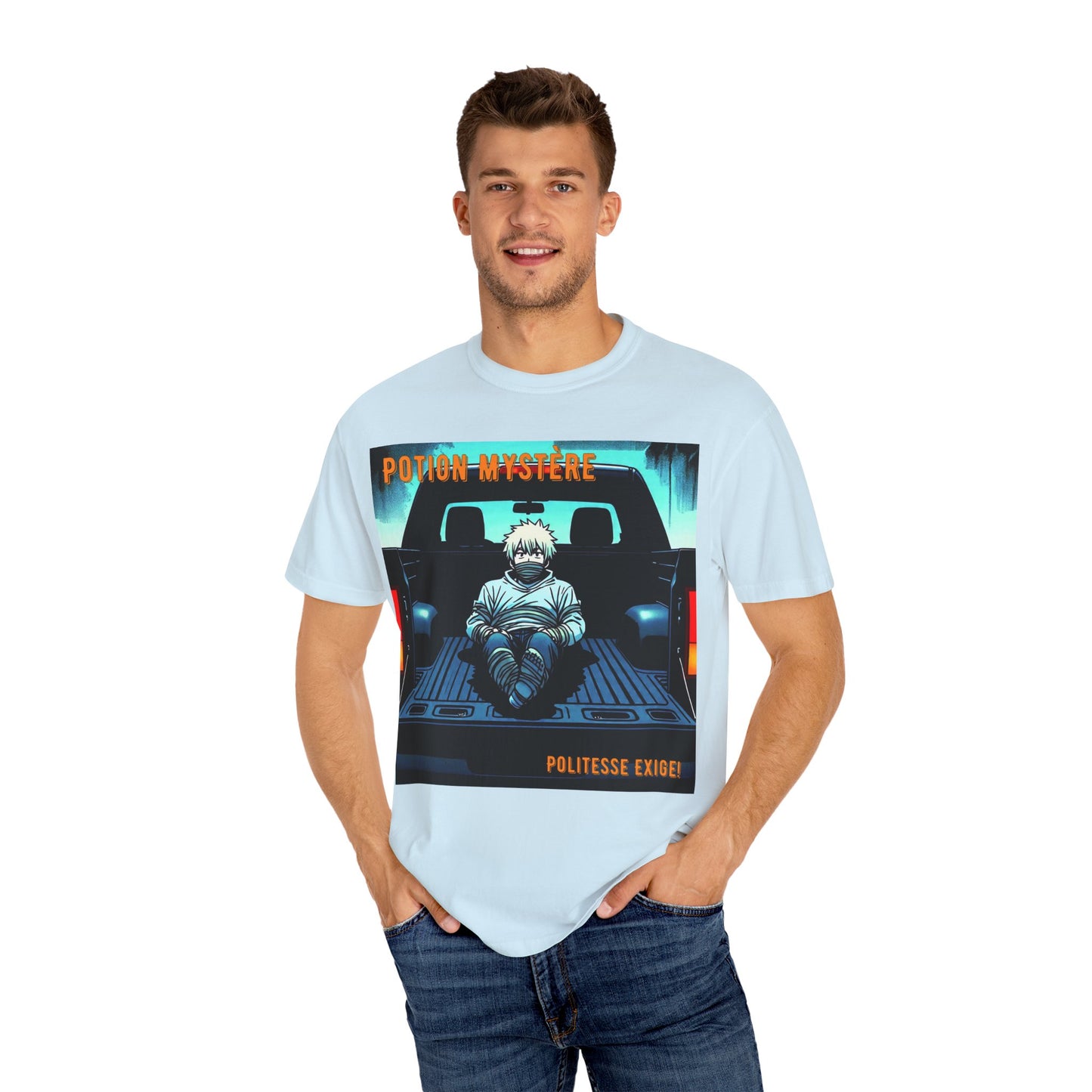 'Politesse Exige' par Potion Mystère, Retro Graphic T-Shirt for Anime Lovers, Casual Wear, Unique Gift, Streetwear, Unisex Tee, Hands and Fee Tied