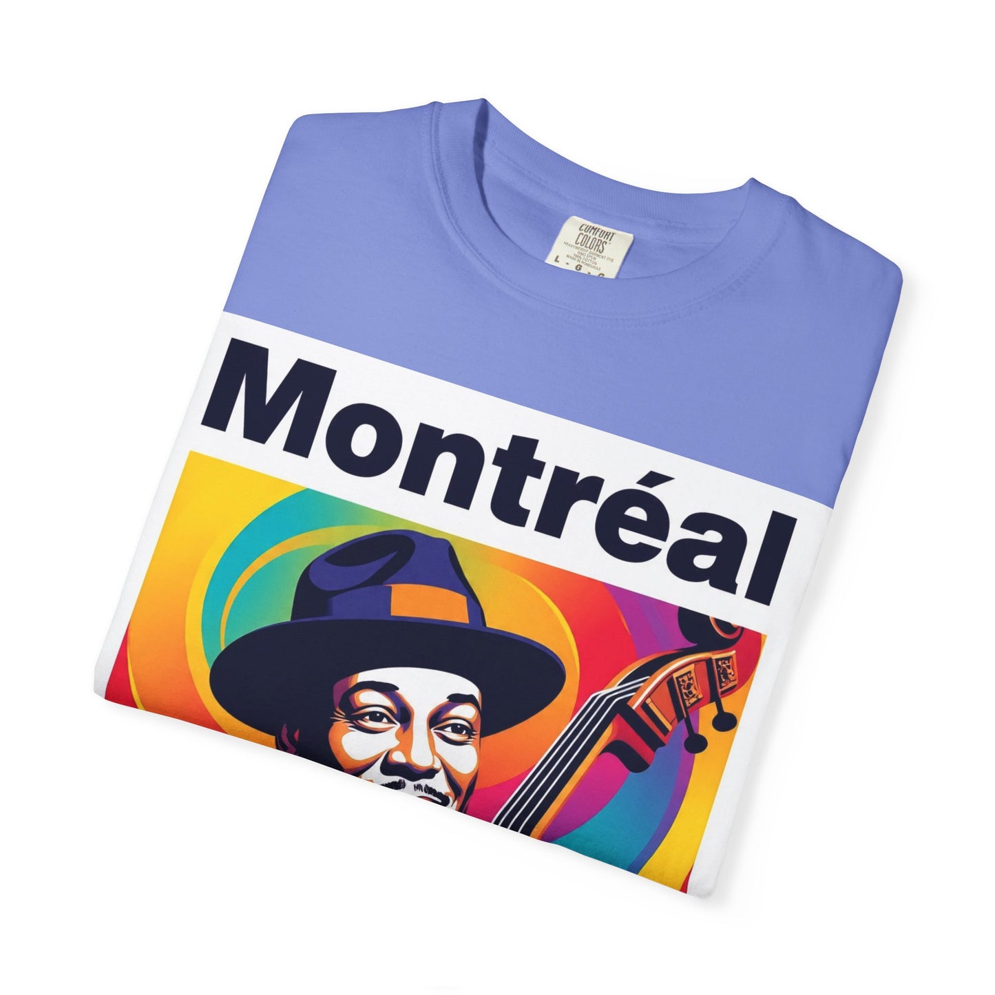 Vibrant Jazz T-Shirt with Montréal Design | Unisex Garment-Dyed Tee for Music Lovers, Concerts, Festivals, Gift Idea, Casual Wear