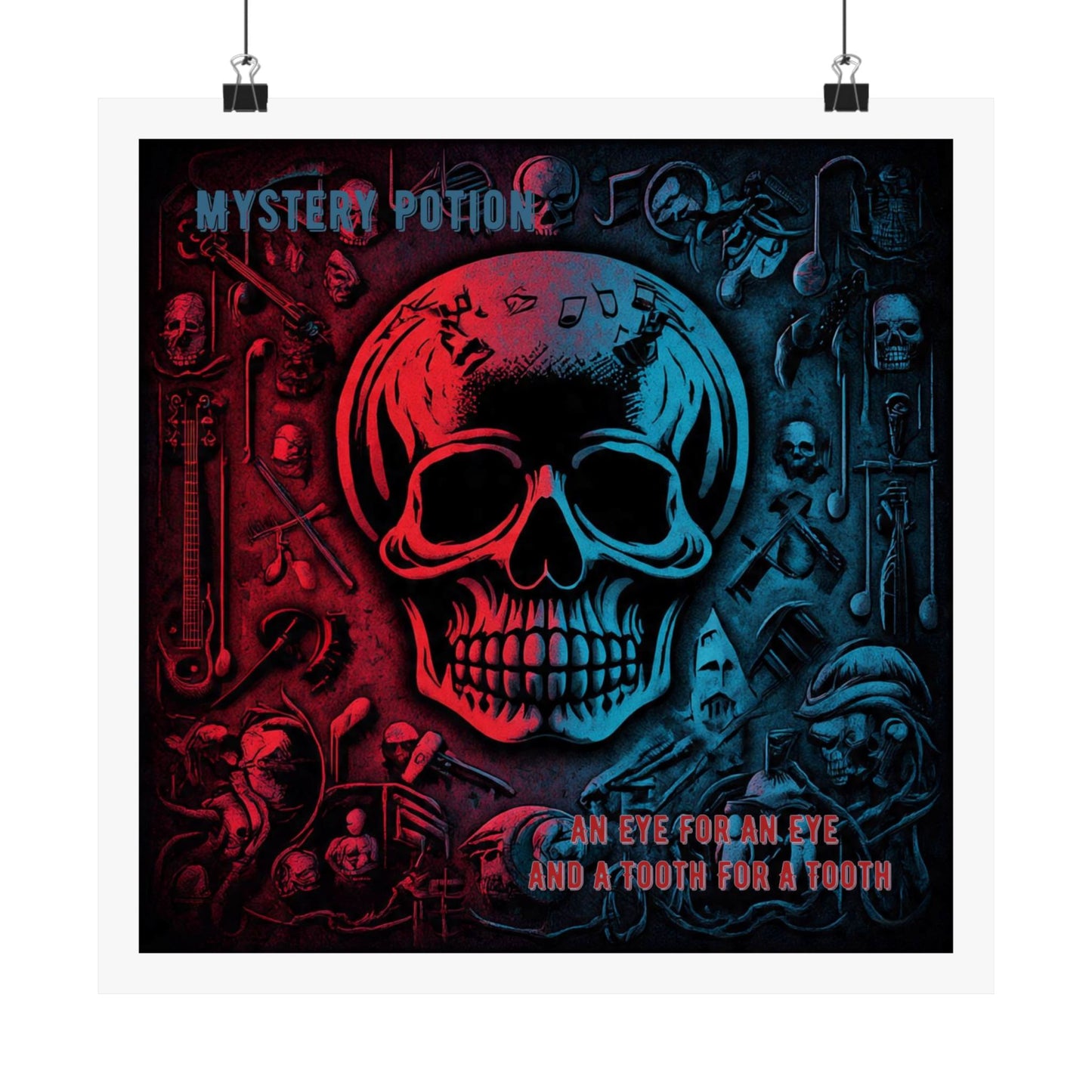 Mystical Skull Satin Poster, Edgy Art Print, Gothic Wall Decor, Unique Gift for Halloween, Dark Academia Aesthetic