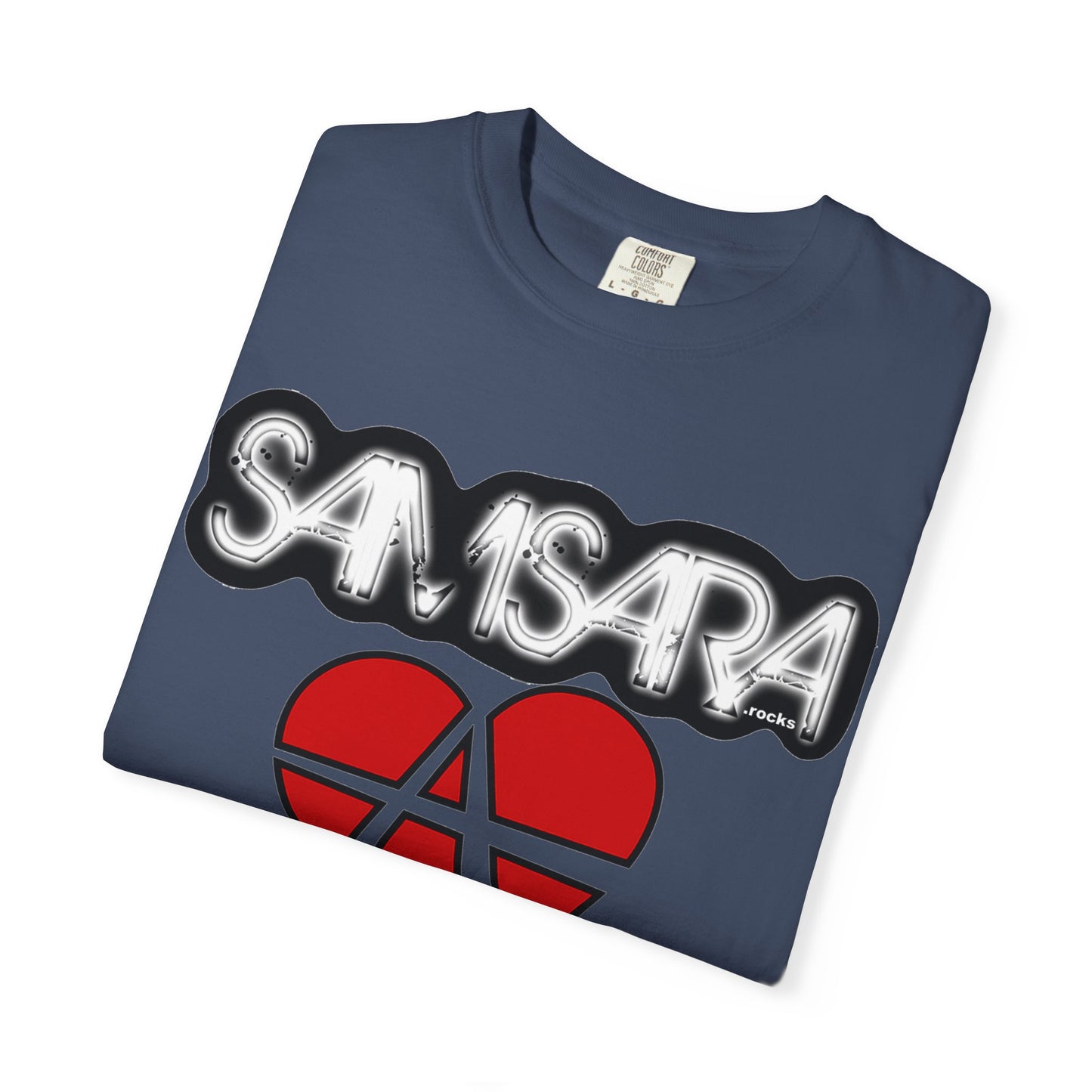 'Samsara Rocks' Logo, Love and Anarchy Graphic Tee | Unisex Garment-Dyed T-Shirt, Casual Fashion, Heart Design, Streetwear, Gift for Him/Her