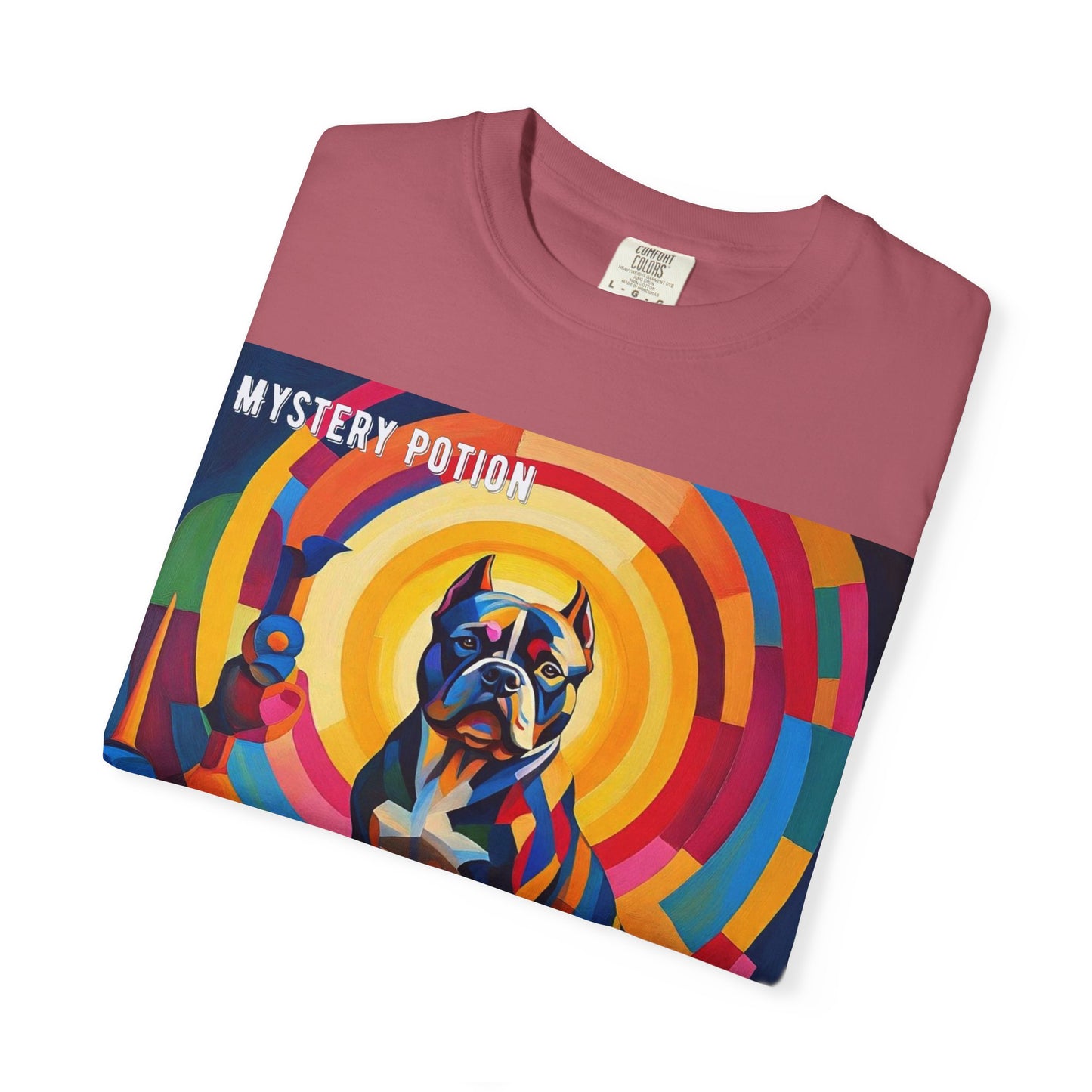 'My Bully Is A Saint' by Mystery Potion Colorful Dog Art T-shirt, Unisex Graphic Tee by Mystery Potion, Perfect for Pet Lovers, Comfy Casual Wear, Great Gift for Dog Lovers