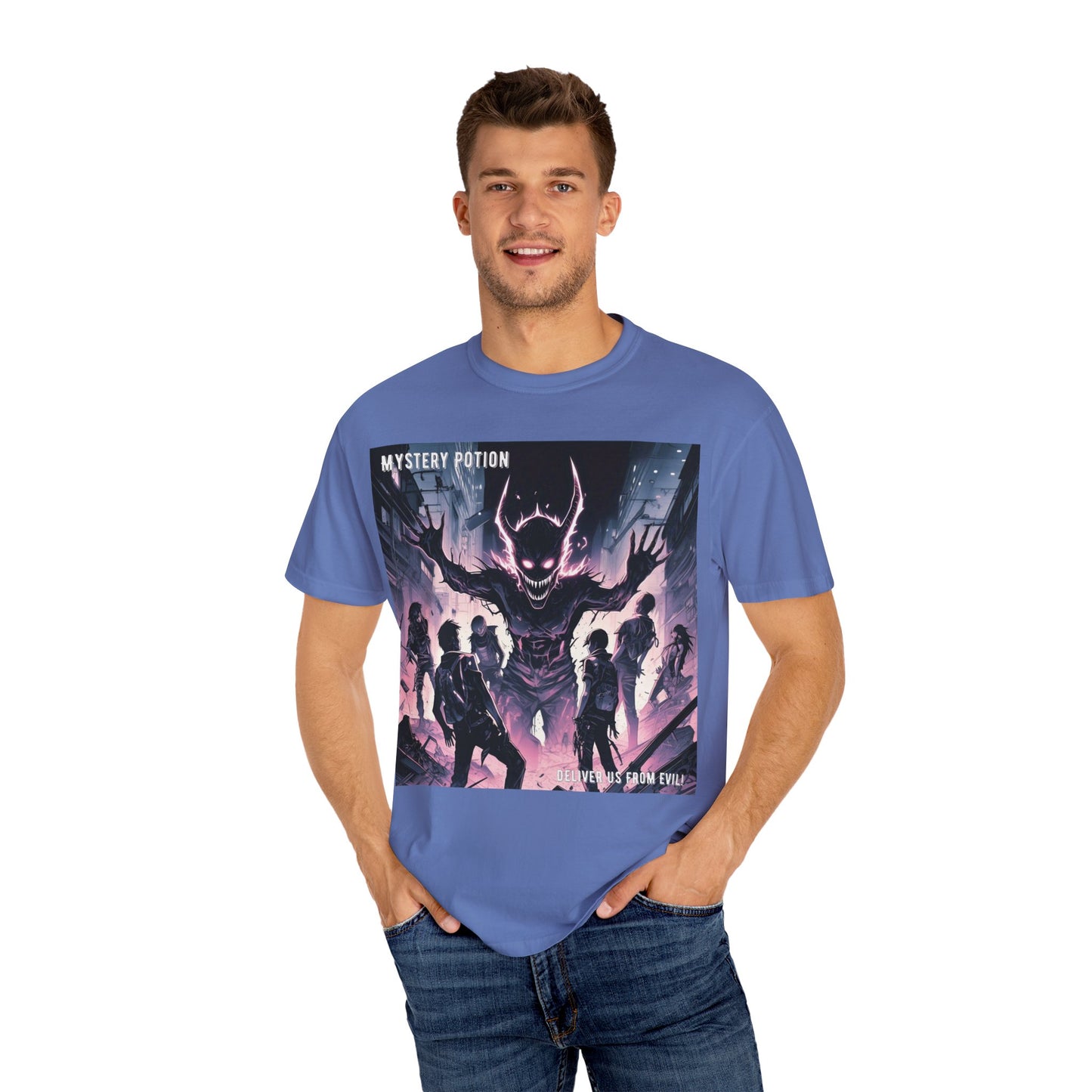 Mystery Potion Evil Satanic Graphic Tee, Unisex T-Shirt for Gamers, Cosplay Costume, Casual Wear, Unique Devilish Gift Idea