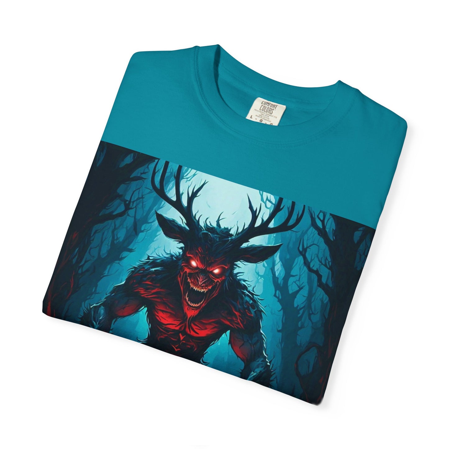 Mystical Wendigo T-Shirt, Unisex Garment-Dyed Tee, Potion Mystère Shirt, Halloween Apparel, Unique Graphic Tee