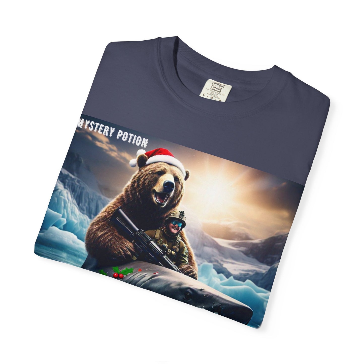 X-mas Humor T-Shirt "Merry Christmas from All the Apex Predators", Unisex Garment-Dyed Tee, Funny Holiday Shirt, Gift for Friends, Outdoor Adventure Wear, Novelty Apparel