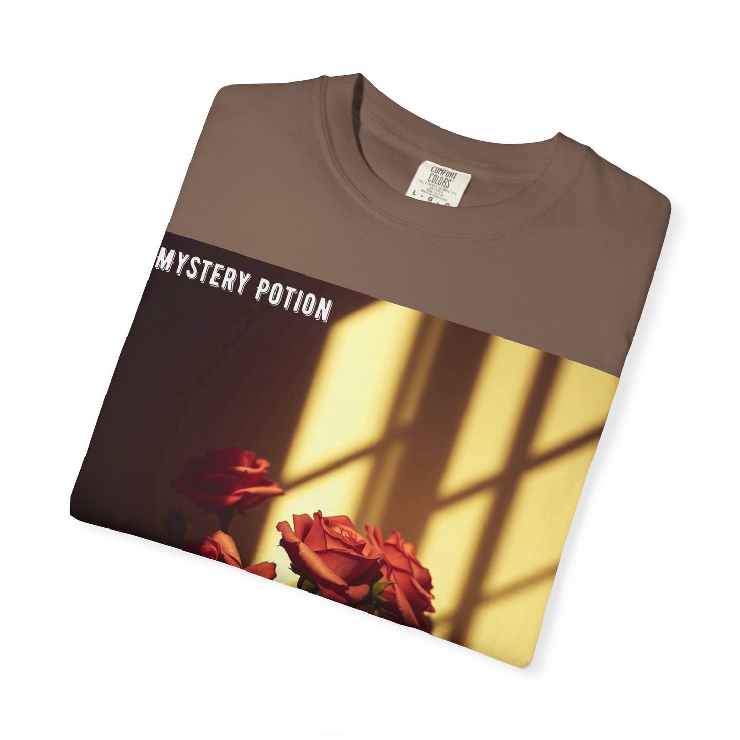 Mystery Potion Garment-Dyed Tee, Vintage Floral T-Shirt, Unisex Plant Lover Shirt, Gift for Her, Aesthetic Graphic Tee
