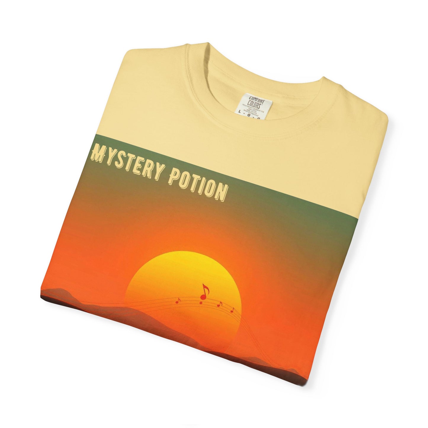 'The Summer of '25'  by Mystery Potion, Mystical Sunset T-Shirt - Unisex Garment-Dyed Tee, Retro Vibe, Bohemian Style, Summer Essential Swag