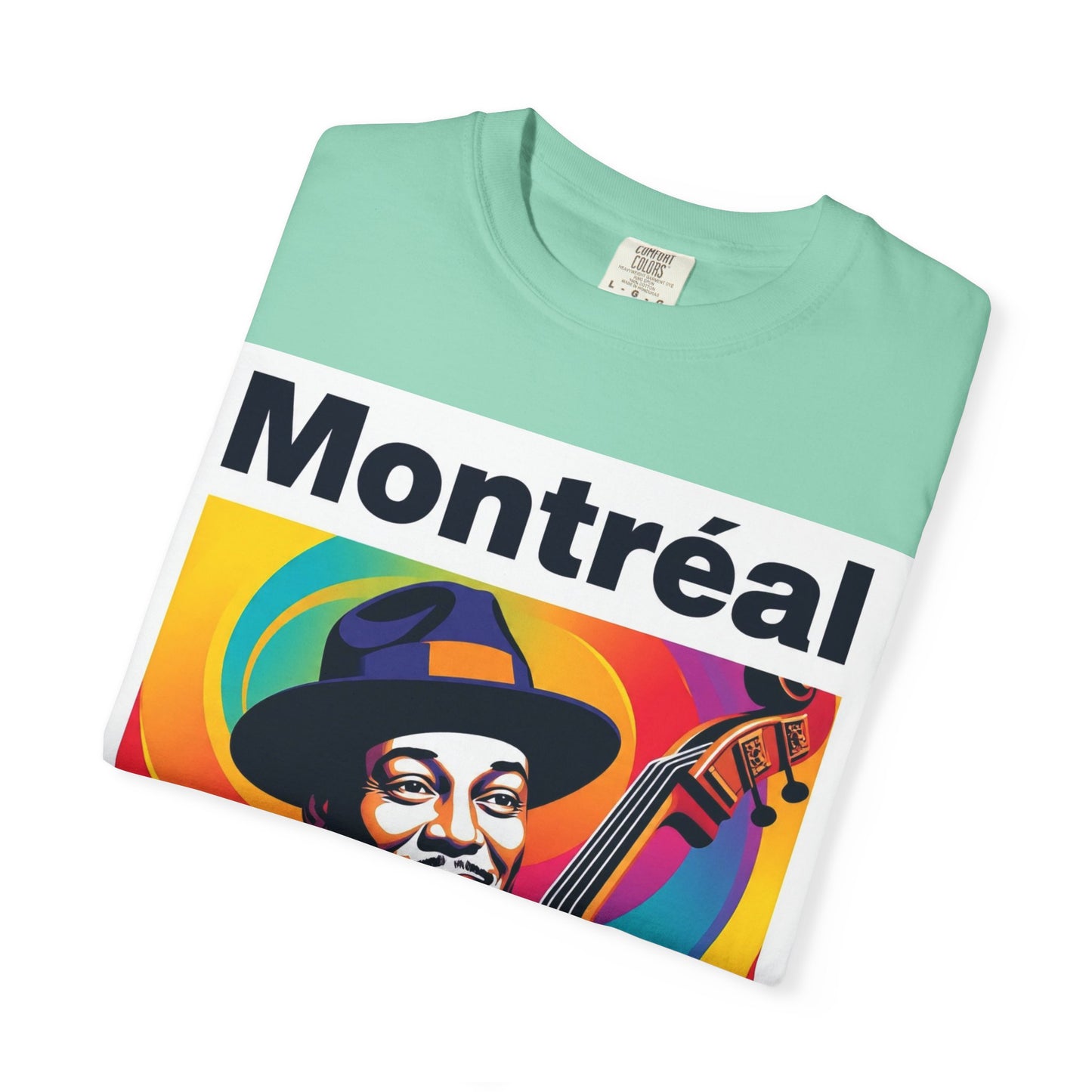 Vibrant Jazz T-Shirt with Montréal Design | Unisex Garment-Dyed Tee for Music Lovers, Concerts, Festivals, Gift Idea, Casual Wear