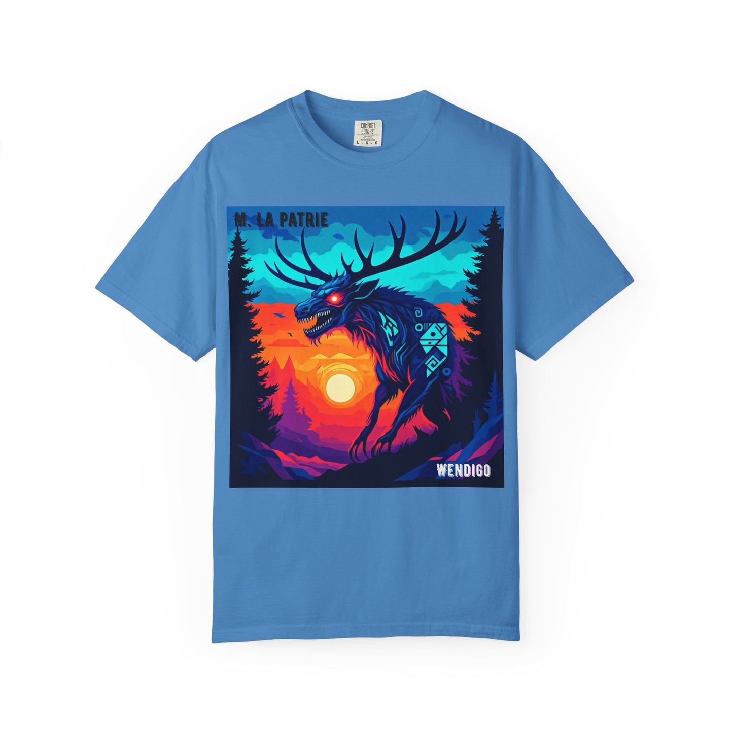 'Wendigo' par M. La Patrie, Vibrant First Nations Style Graphic T-Shirt, Unique Art Tee for Nature Lovers, Gift for Halloween, Cozy Casual Wear, Unisex Shirt