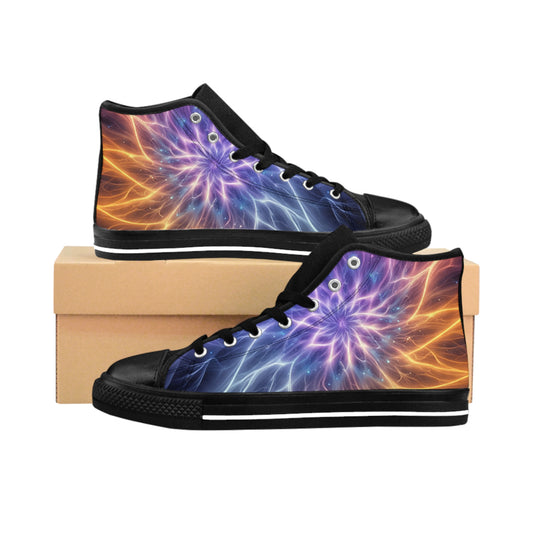 Women's Cosmic Plasma Energy Print Sneakers, Colorful High-Top Sneakers, Casual Footwear for Women, Unique Gift for Her, Festival and Party Shoes