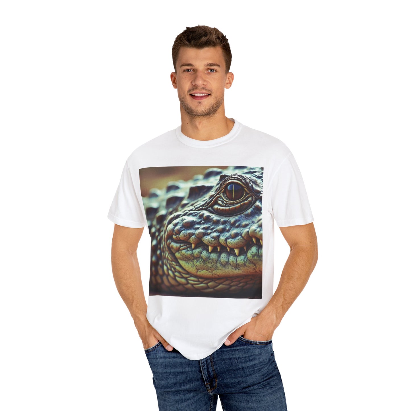 Aligator Unisex Garment-Dyed T-Shirt with Lizard Design, Cool Animal Tee for Nature Lovers, Gift for Her, Him, Birthday, Outdoor Enthusiasts