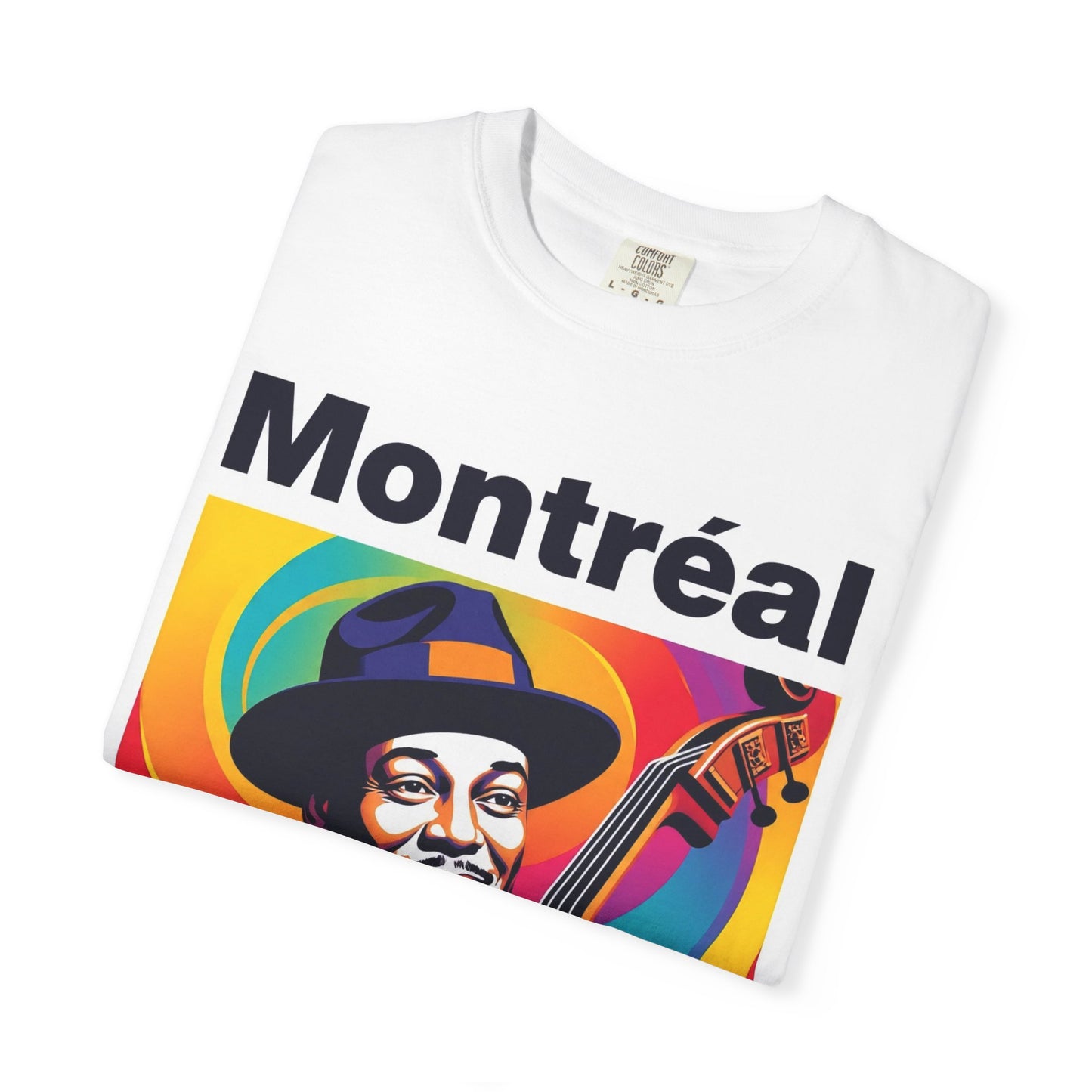 Vibrant Jazz T-Shirt with Montréal Design | Unisex Garment-Dyed Tee for Music Lovers, Concerts, Festivals, Gift Idea, Casual Wear
