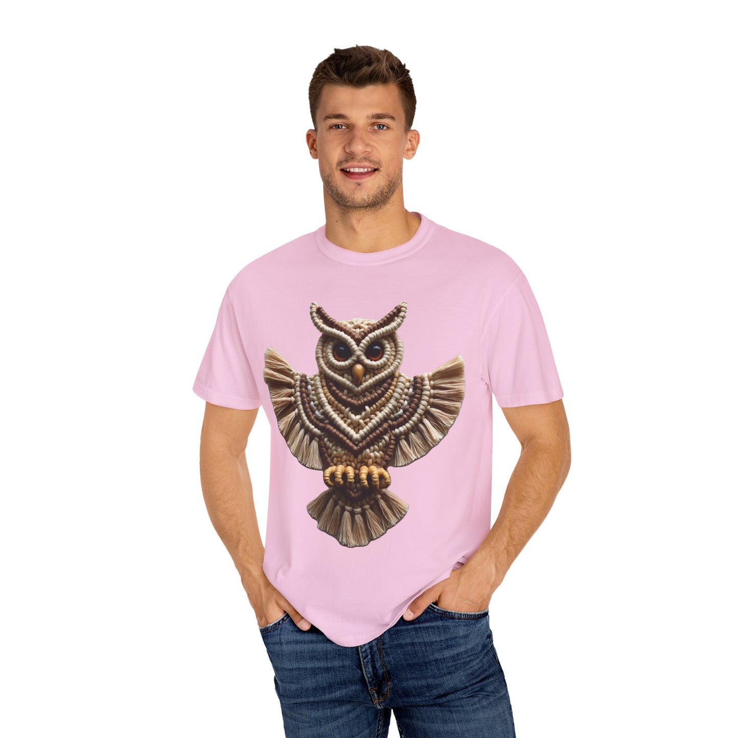 Artistic Macrame Owl T-Shirt, Unisex Graphic Tee, Nature Lover Gift, Bohemian Style Shirt, Wildlife Art Apparel, Unique Owl Design