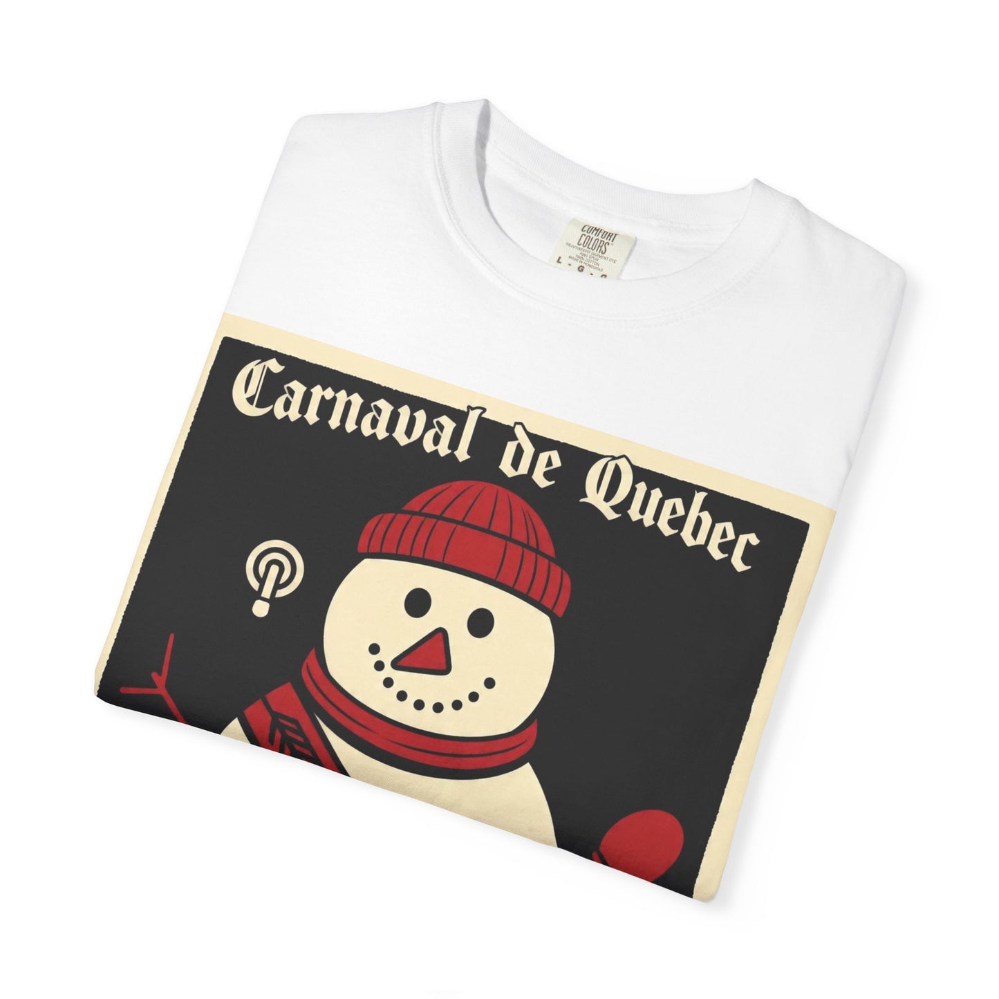 Quebec Carnaval Vintage Snowman Biker Lore Rocker T-Shirt, Cozy Winter Apparel, Unisex Snowman Graphic Tee, Festive Celebration Shirt, Winter Holiday Gift