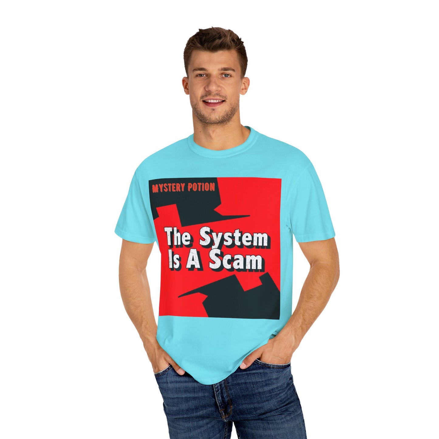 'The System Is A Scam' by Mystery Potion Unisex T-shirt, Casual Wear, Statement Tee, Gift for Activists, Trendy Apparel