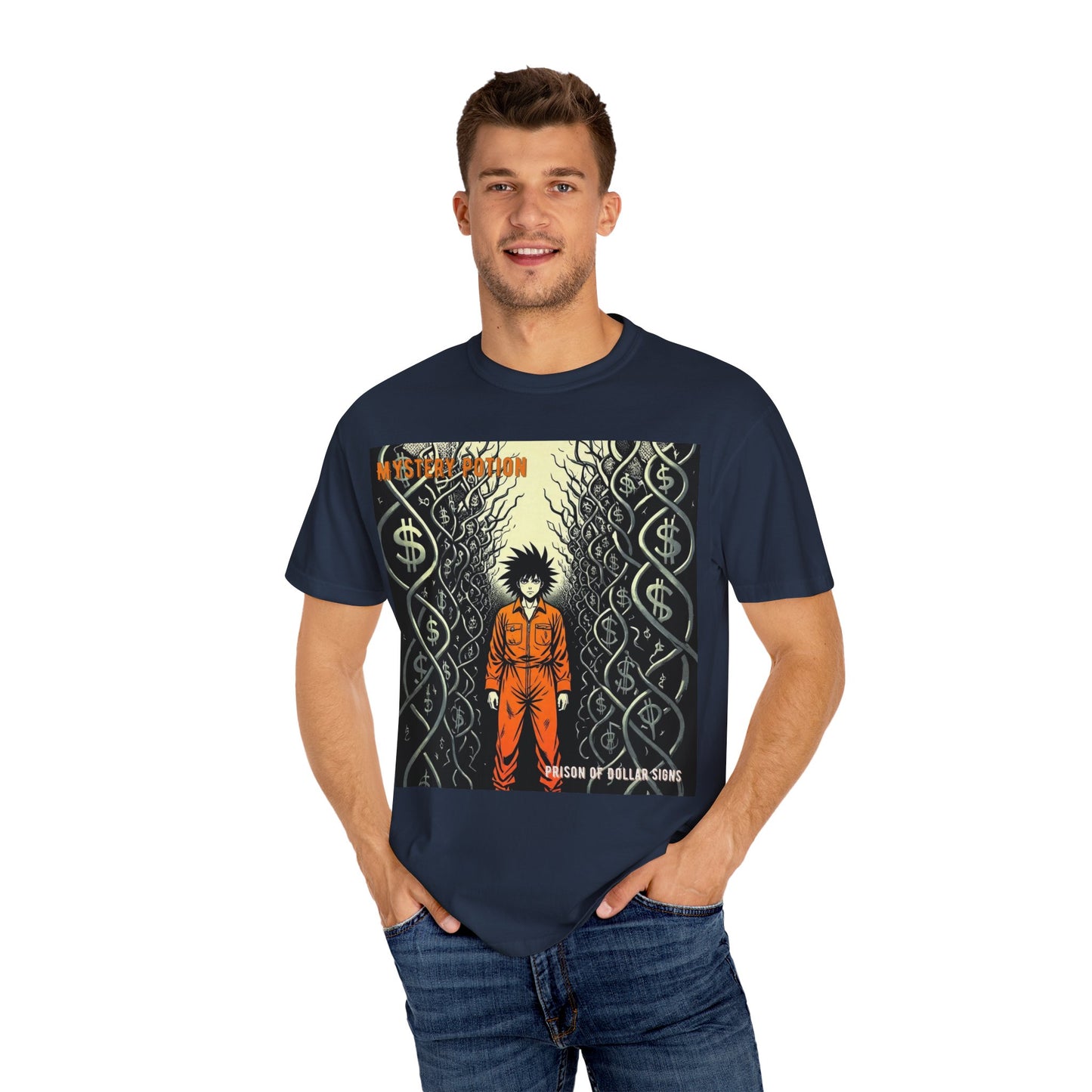 'Prison of Dollar Signs' by GOAT of Goth, Street Art Inspired Unisex T-Shirt, Cool Graphic Tee, Casual Wear, Hip Hop Fashion, Gift for Art Lovers, Unique Style