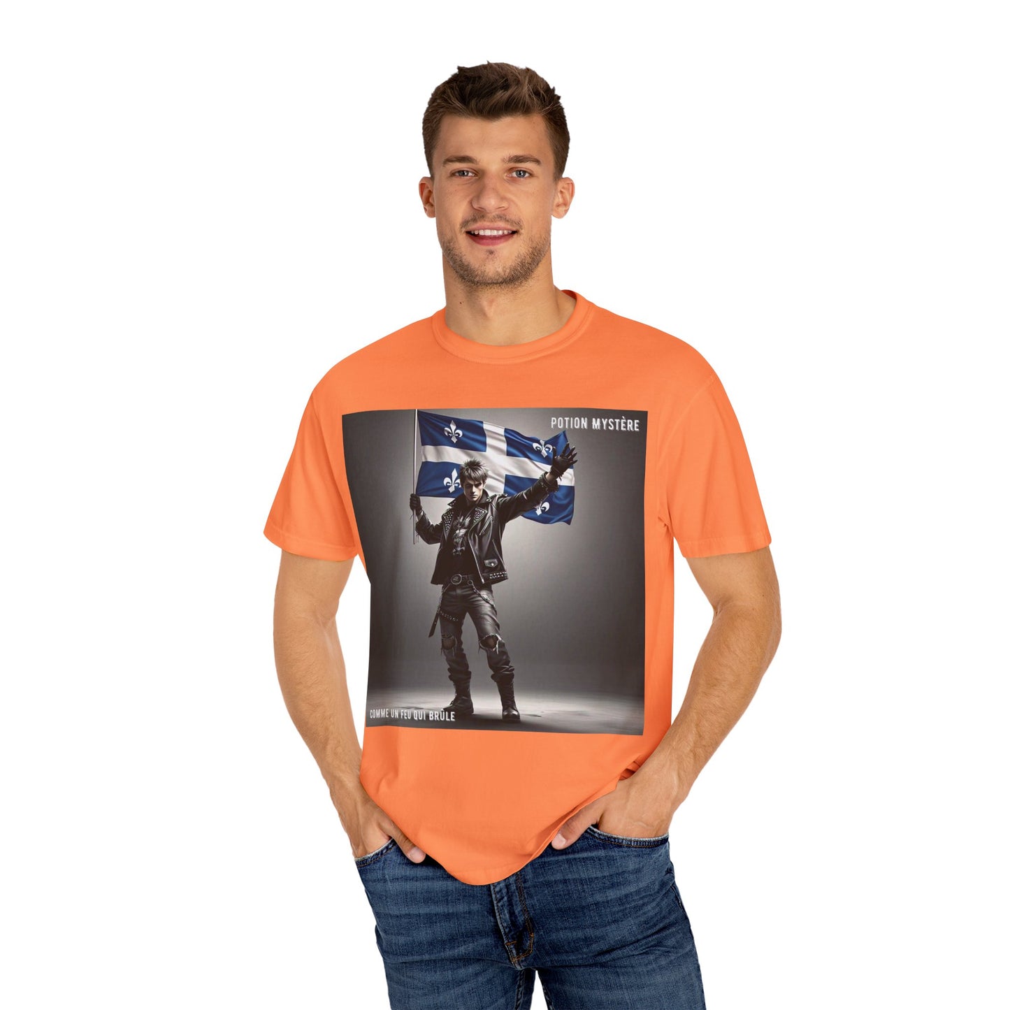 Vibrant Unisex Garment-Dyed T-Shirt, Cozy Casual Wear, Perfect Gift for Men & Women, Statement Tee for Quebec Patriotic Celebrations